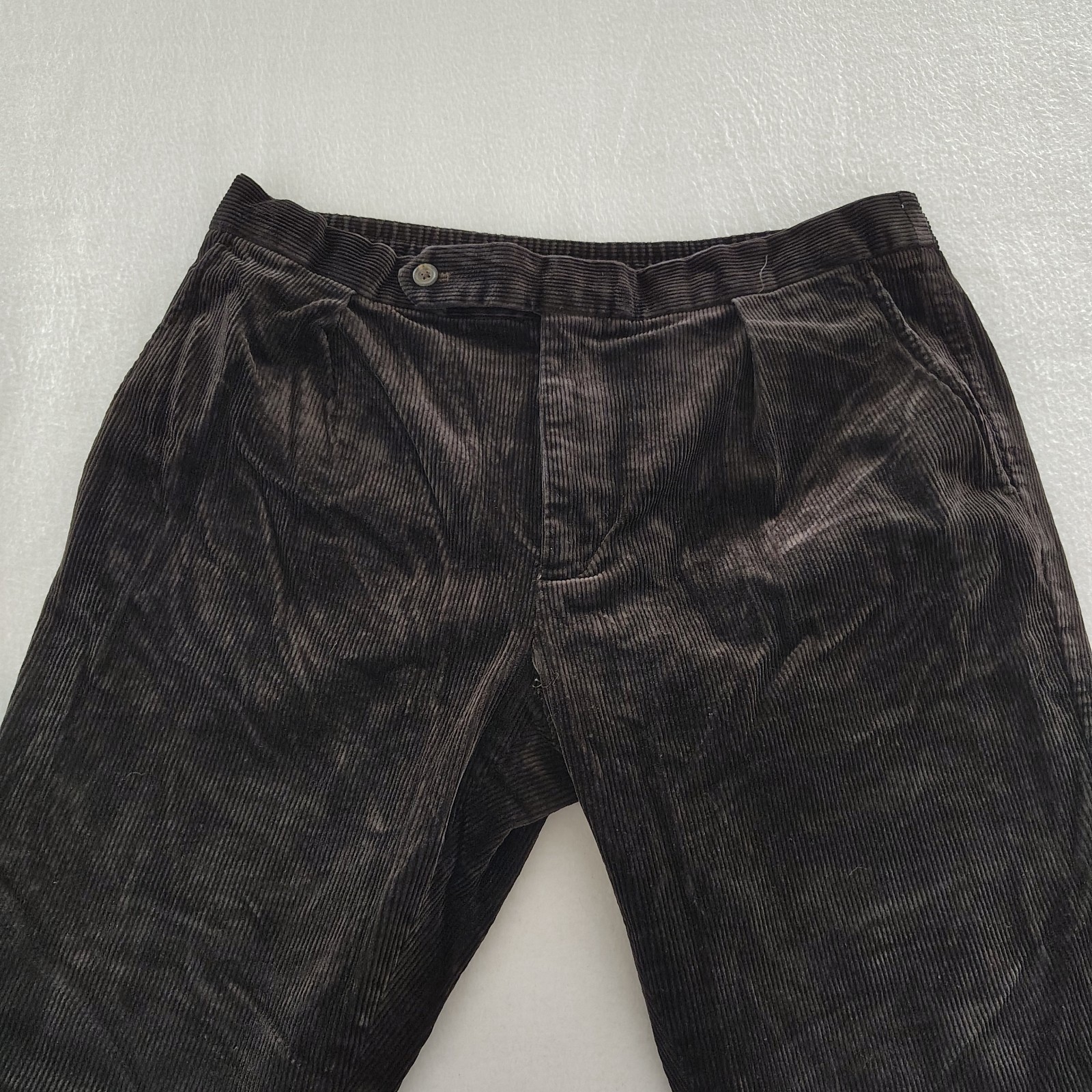 Polo Ralph Lauren Classic Fit Pants Mens 36/32 Brown Corduroy Pleated Trousers