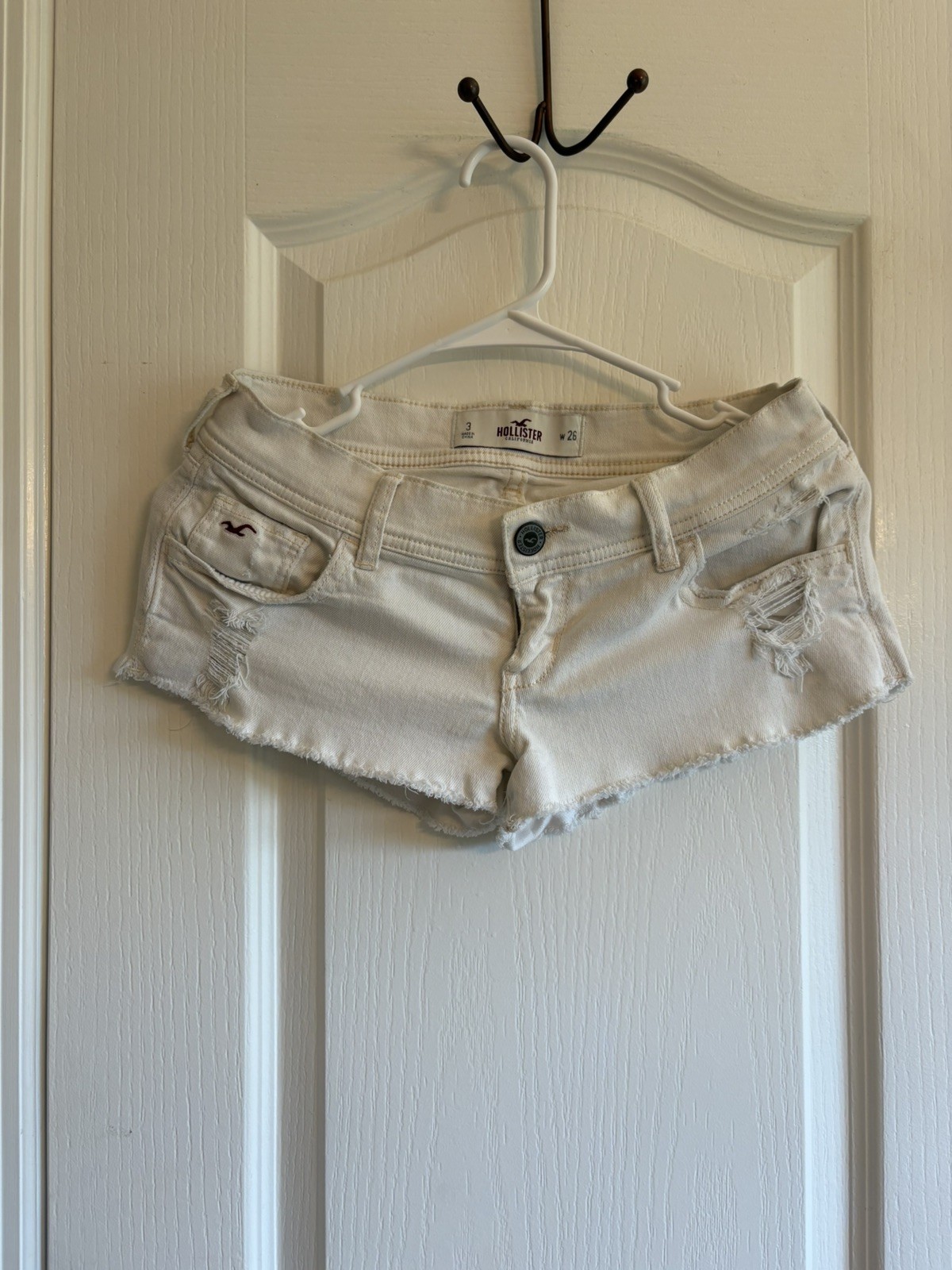 Hollister Low Rise Micro Mini Distressed Jean Shorts Vintage Y2K 2000s Grunge 3