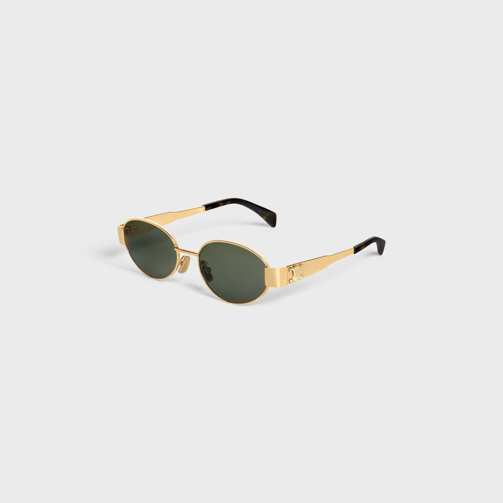 Celine Triomphe Metal Oval Sunglasses Gold Green Lens CL40235U 30N AUTHENTIC