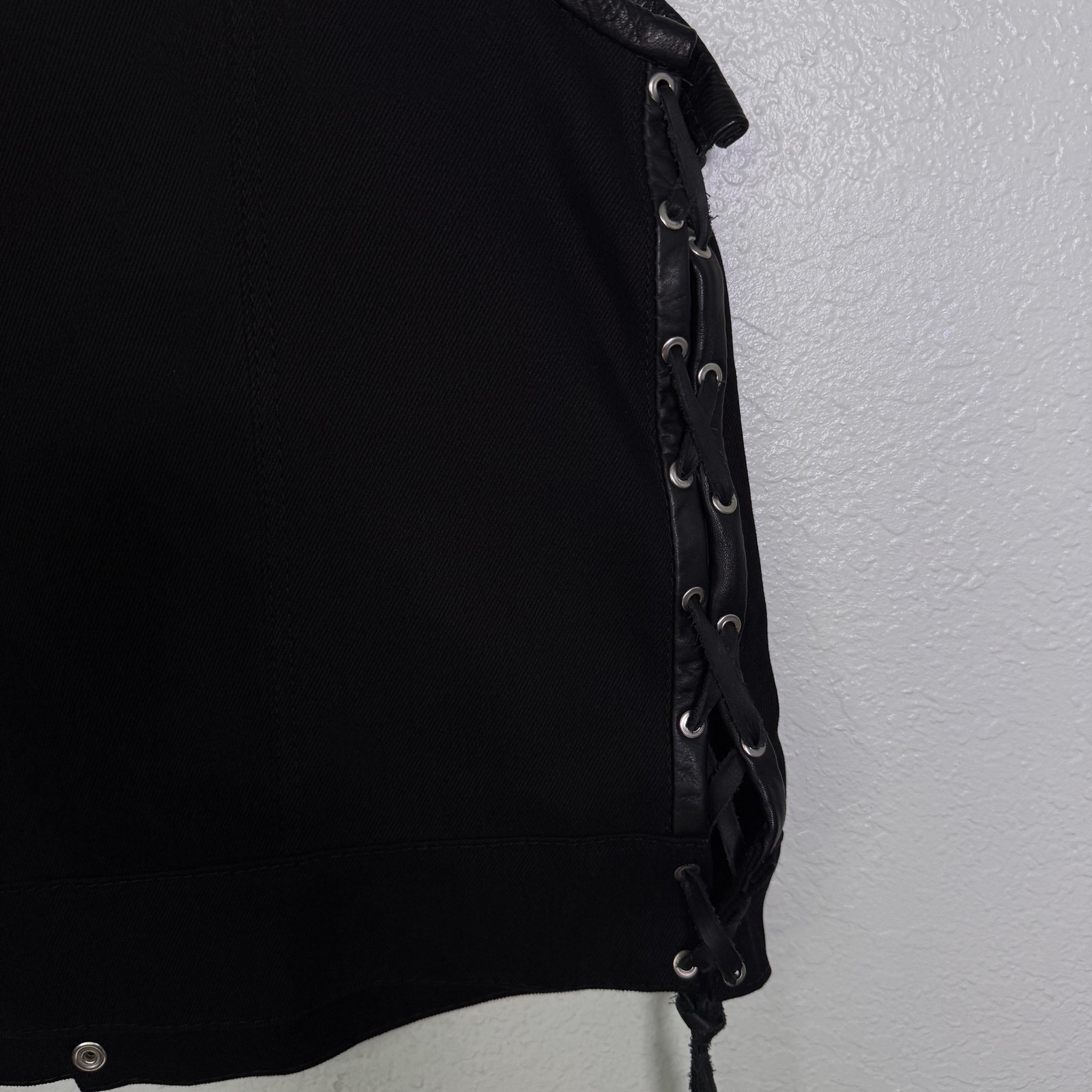 Espinozas Leather Mens Large Vest Snap Button Biker Motorcycle Lace Up Sides