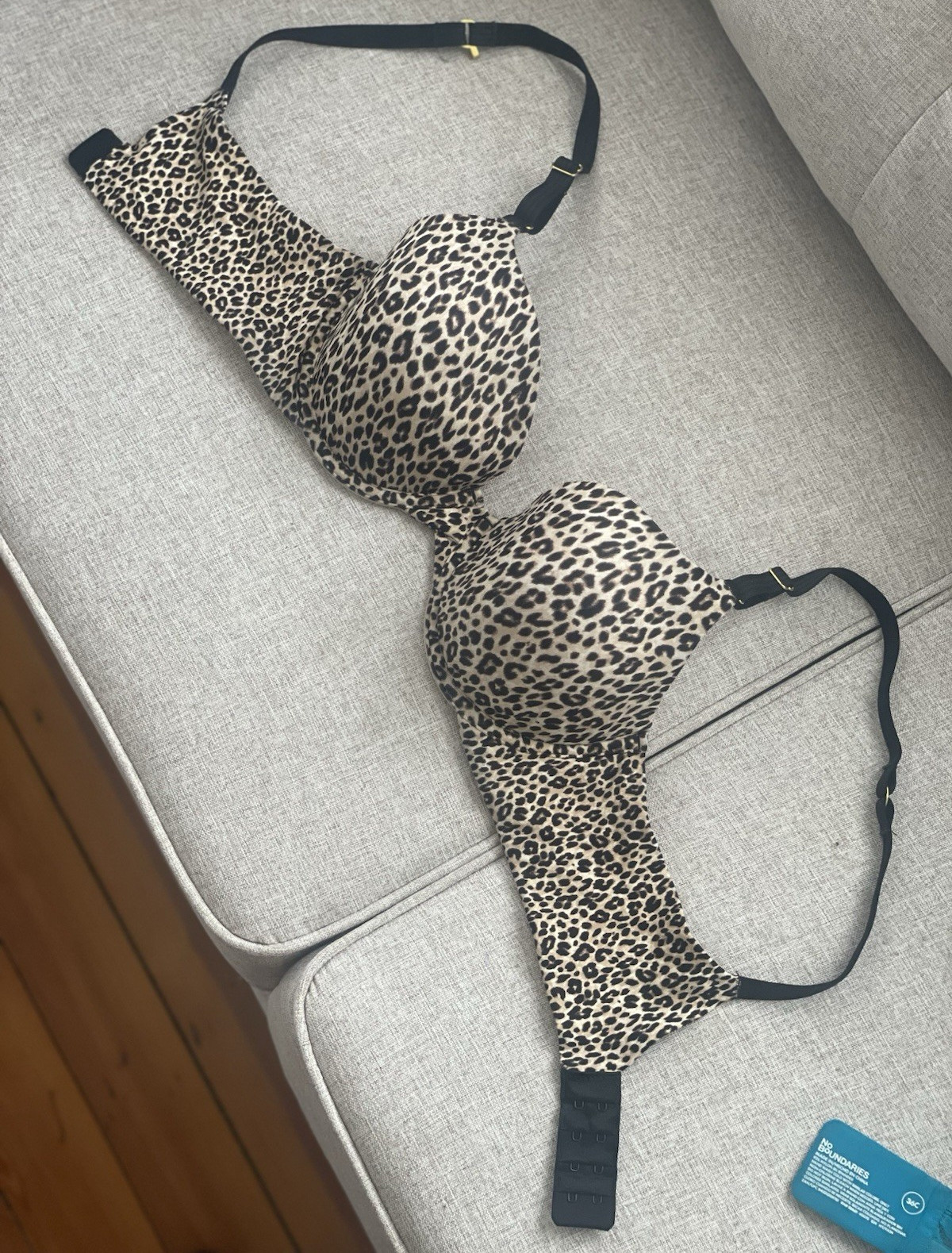 Joyspun 34C Underwire Padded T-Shirt Bra Leopard Animal Print Beige/Black
