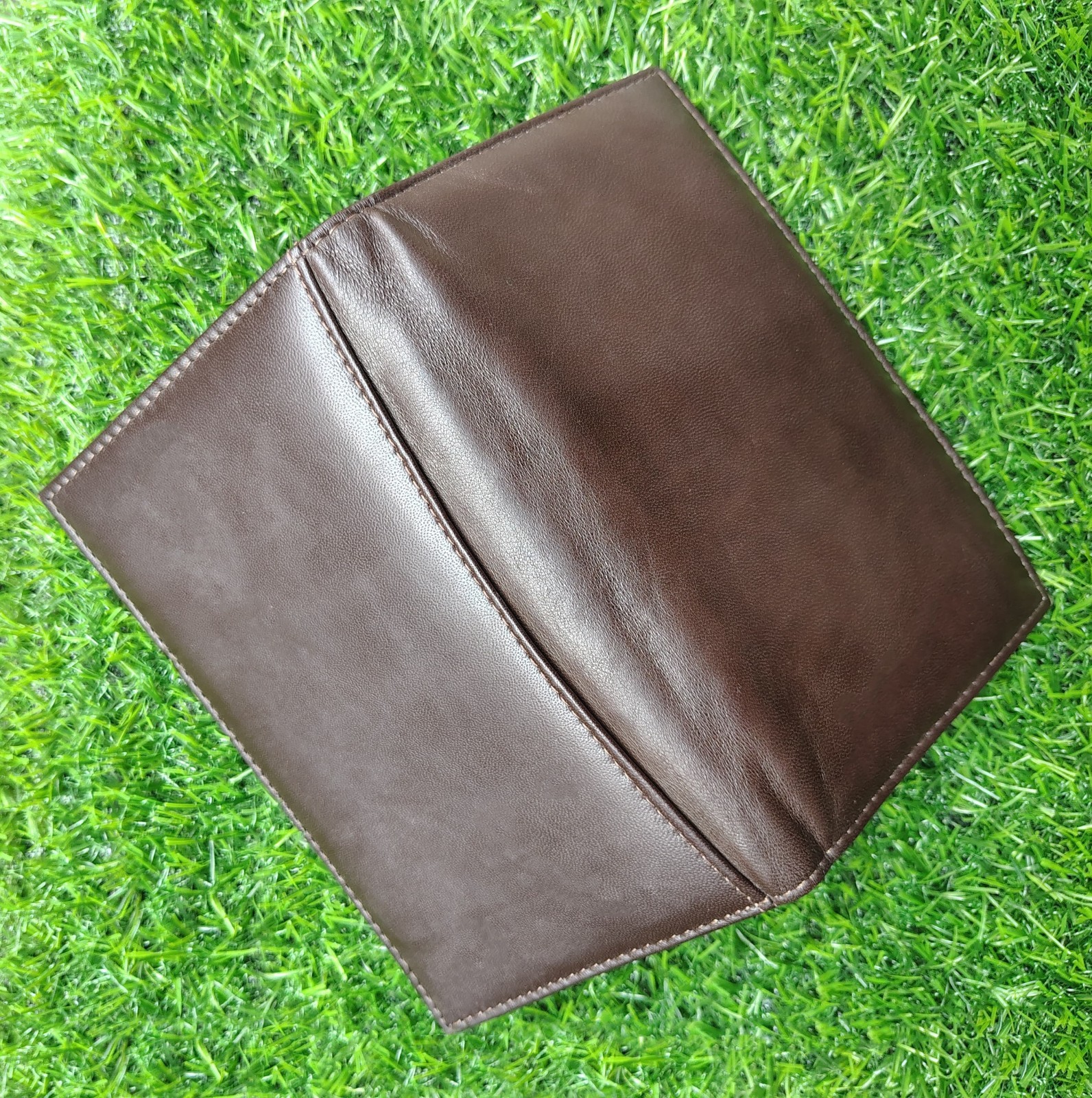 Checkbook Cover, Genuine Leather Bifold Long Checkbook with RFID Blocking, Brown