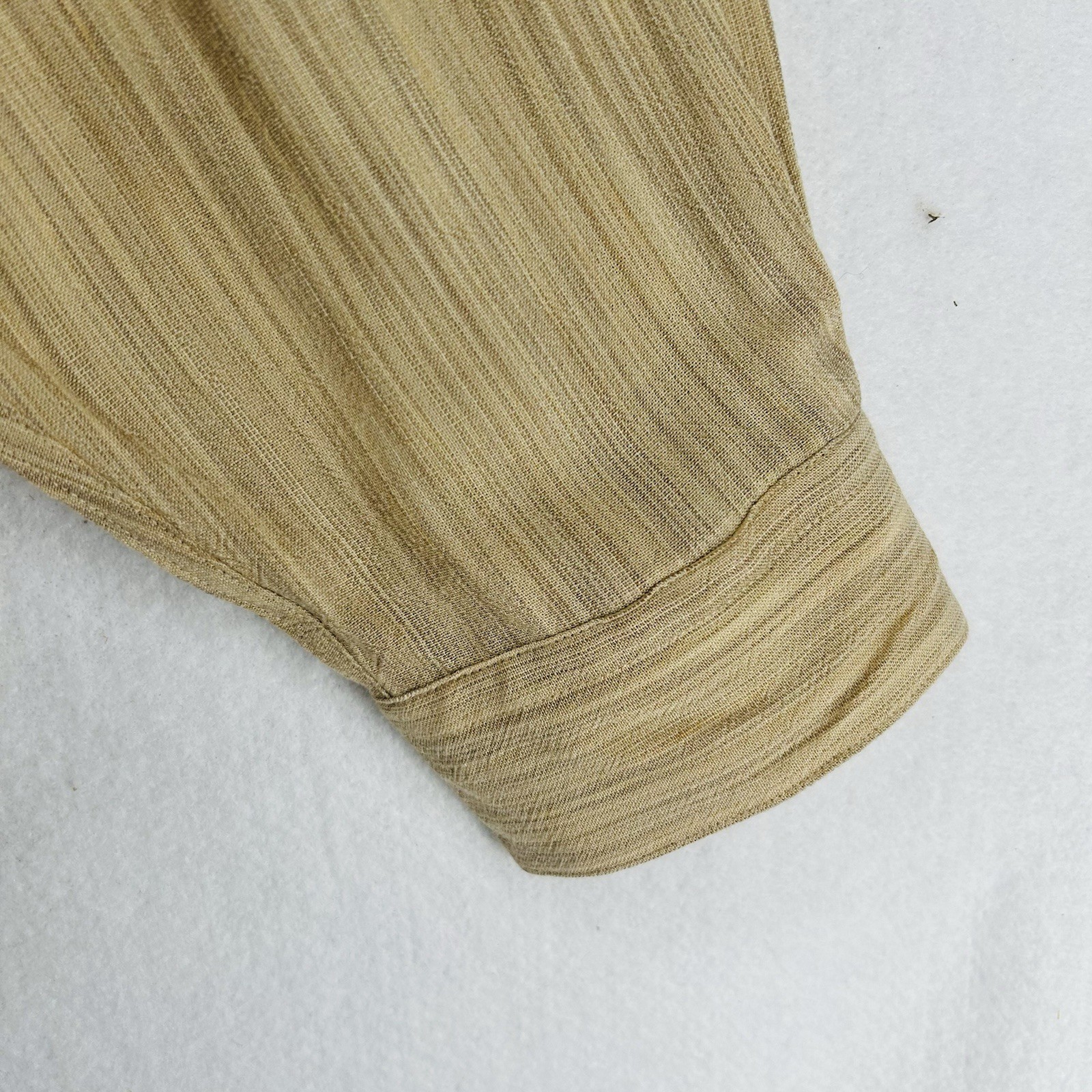 Vintage Wilke Rodriguez 100% Rayon Mens Long Sleeve Shirt Tan Medium NWT