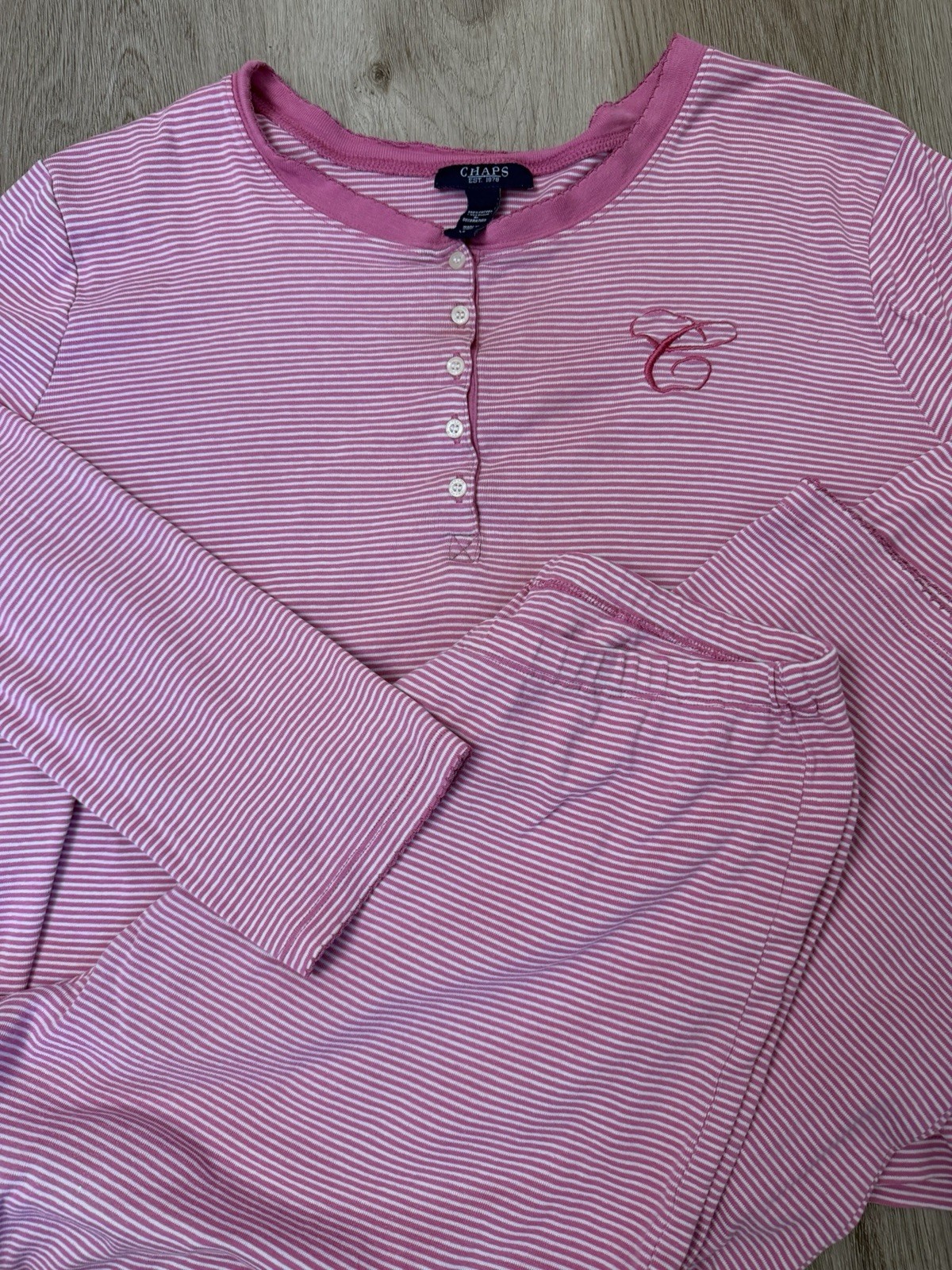 Chaps Women’s Pink Striped Pajama Set Size XL 100% Cotton