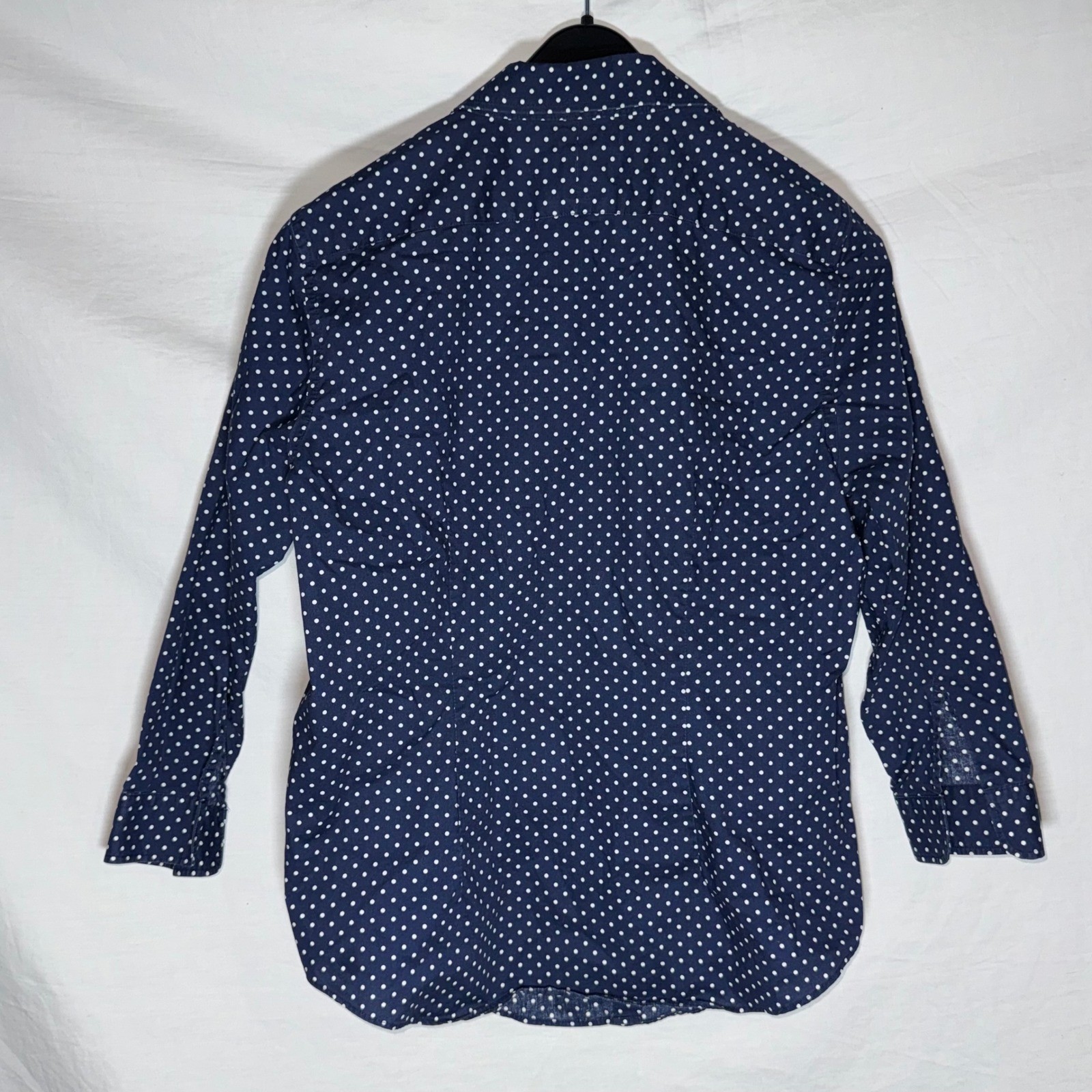 Lauren Ralph Lauren Navy Blue Polka Dot Button Down Shirt M Non-Iron Cotton