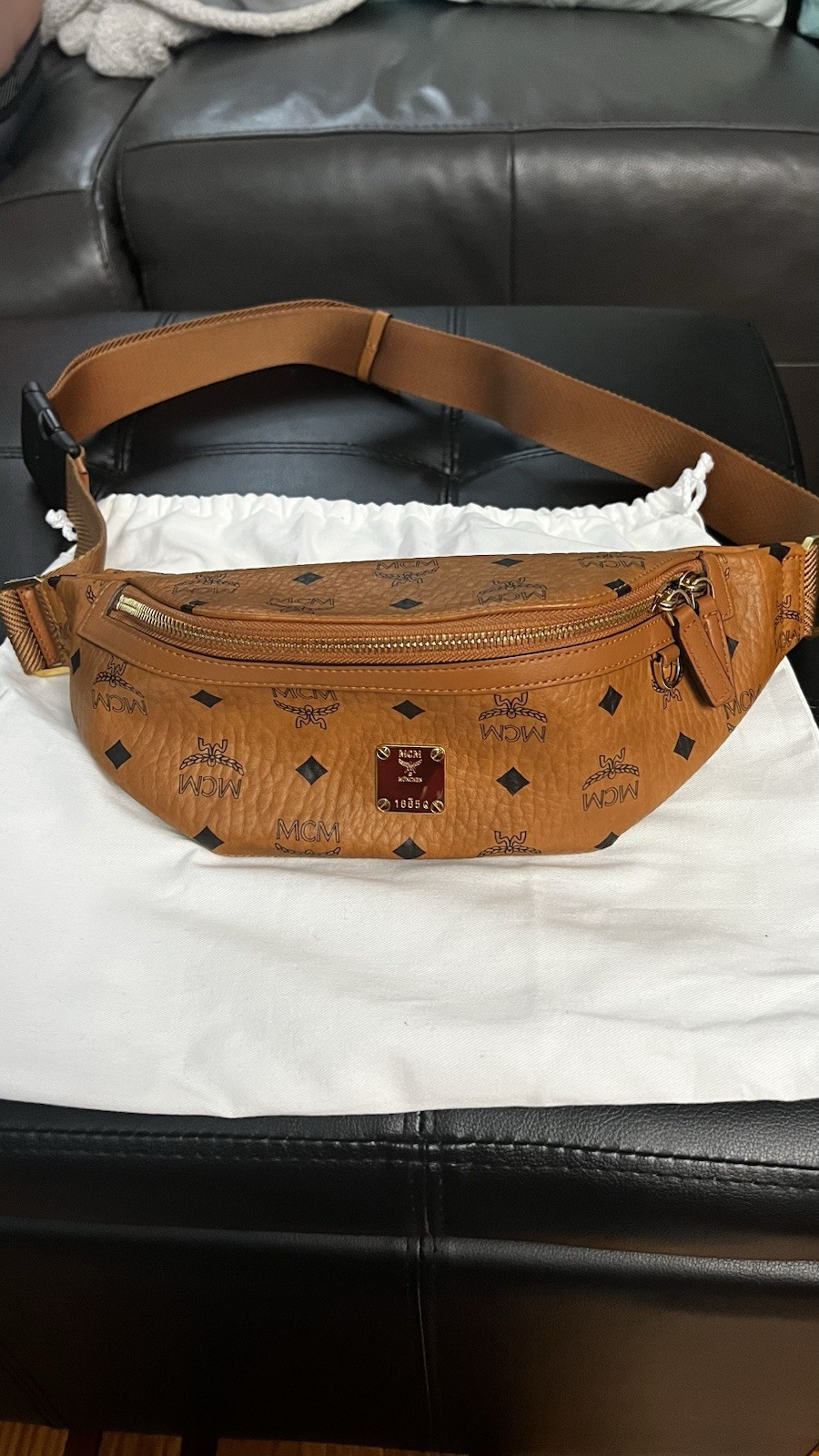Authentic MCM Fursten Belt Bag/Fanny Pack Cognac Color