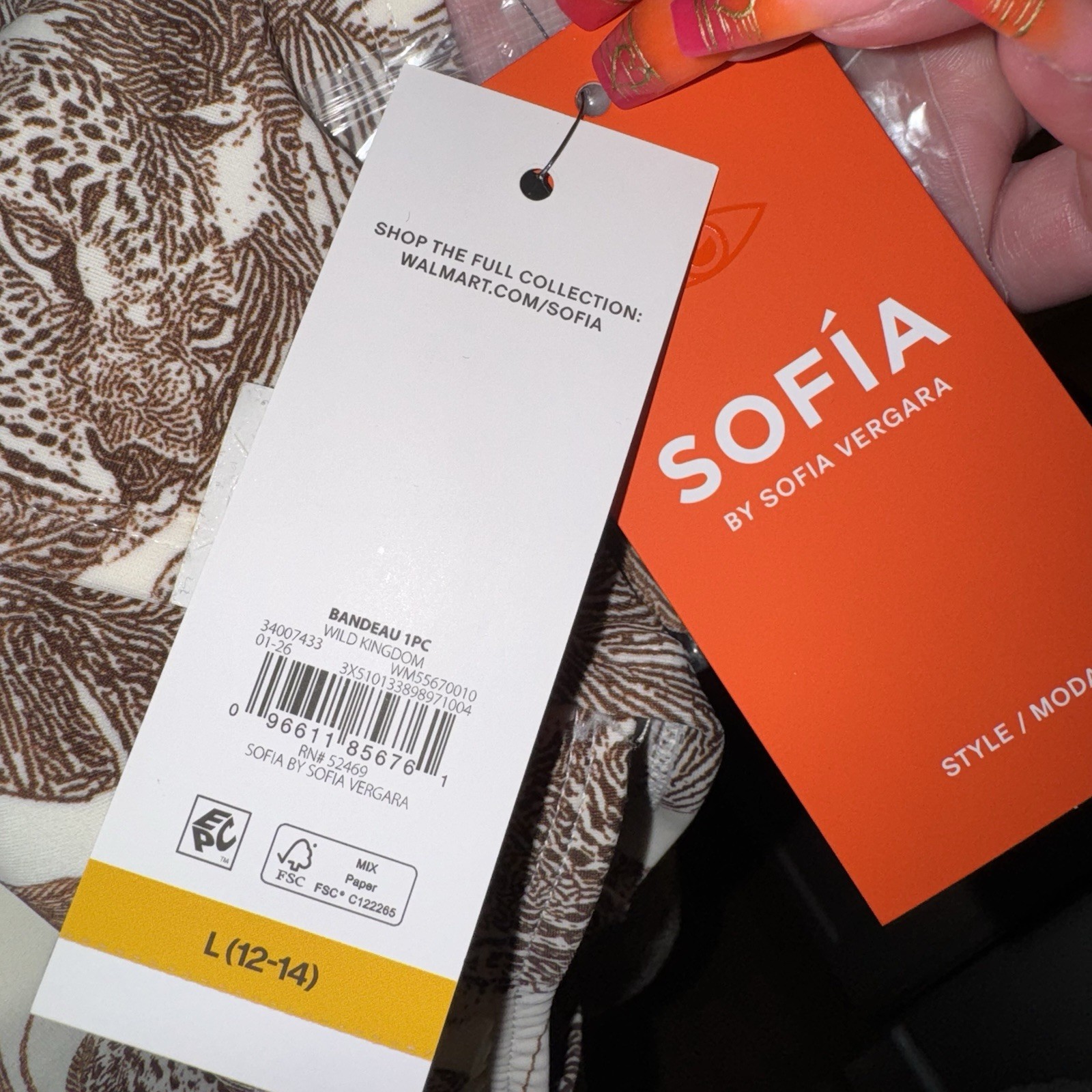 Sophia By Sophia Vergara Bandeau One Piece Swimsuit – Large – NWT