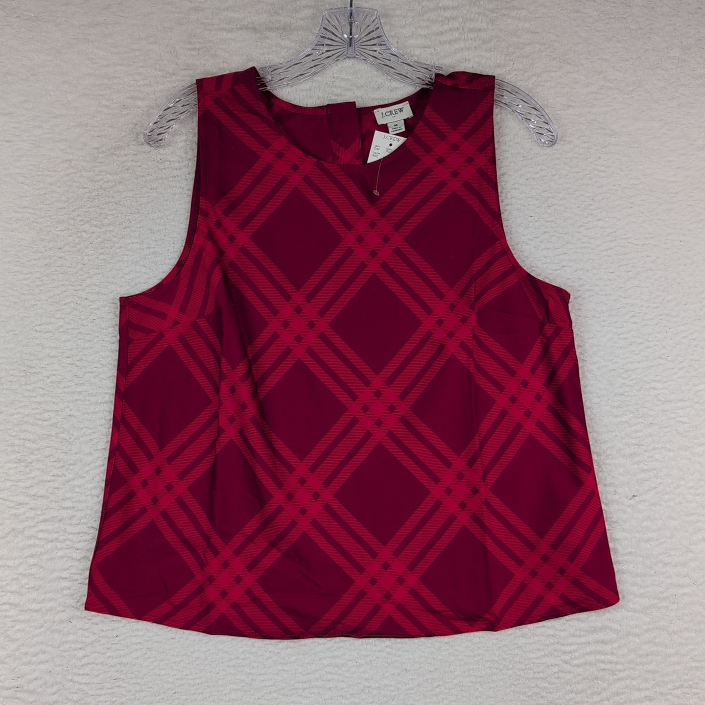 NWT J.Crew Factory Red Plaid sleeveless top CF115 Size Medium