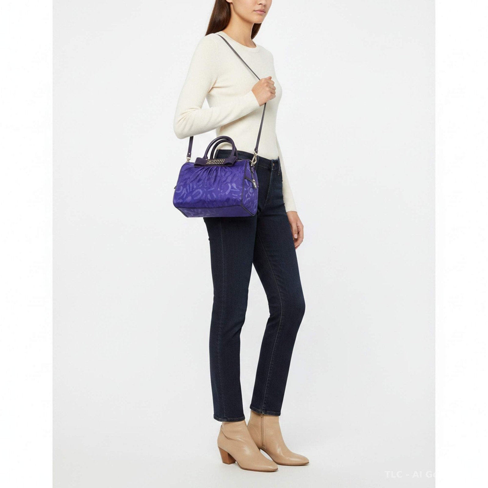 Moschino Redwall Medium Blue Nylon and Leather Satchel
