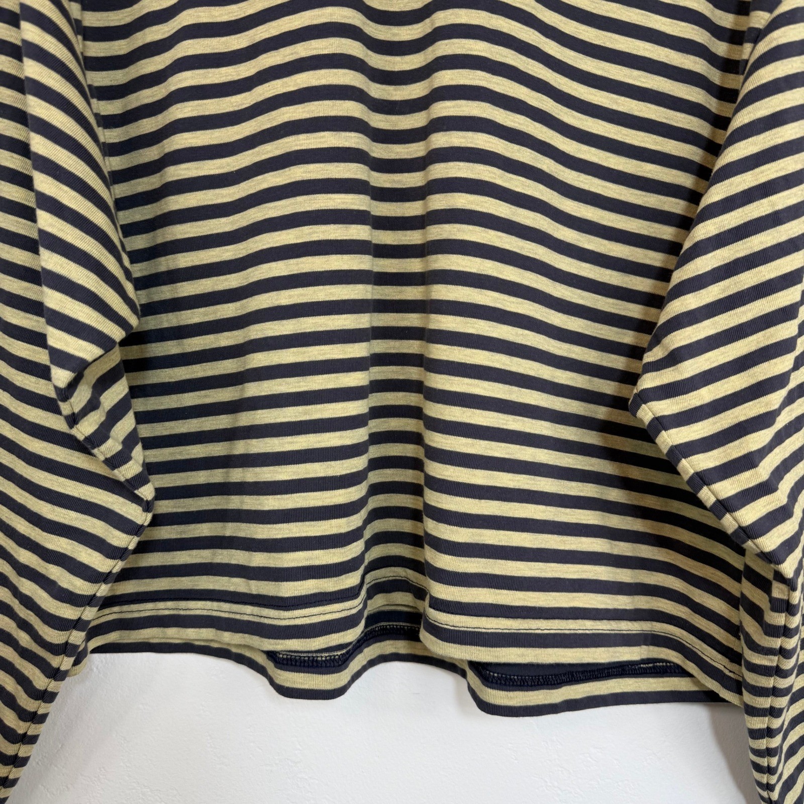 Lioness Bloom Top Beige Stripe Long Sleeve Navy Blue Boxy Oversized Streetwear S