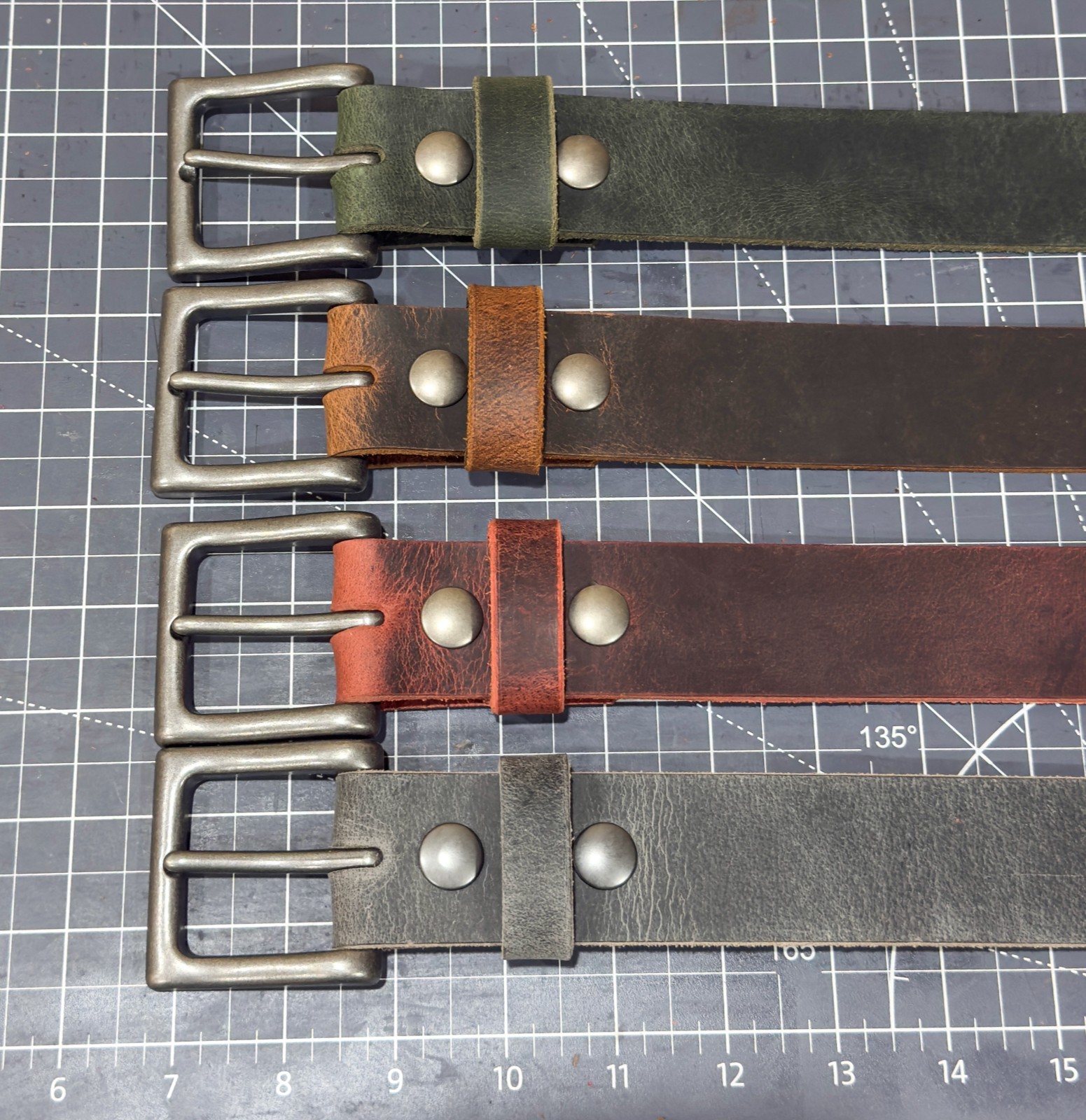 Full Grain Buffalo Leather Belt Men’s 1.5″ Wide Handmade USA Casual Rugged Belts