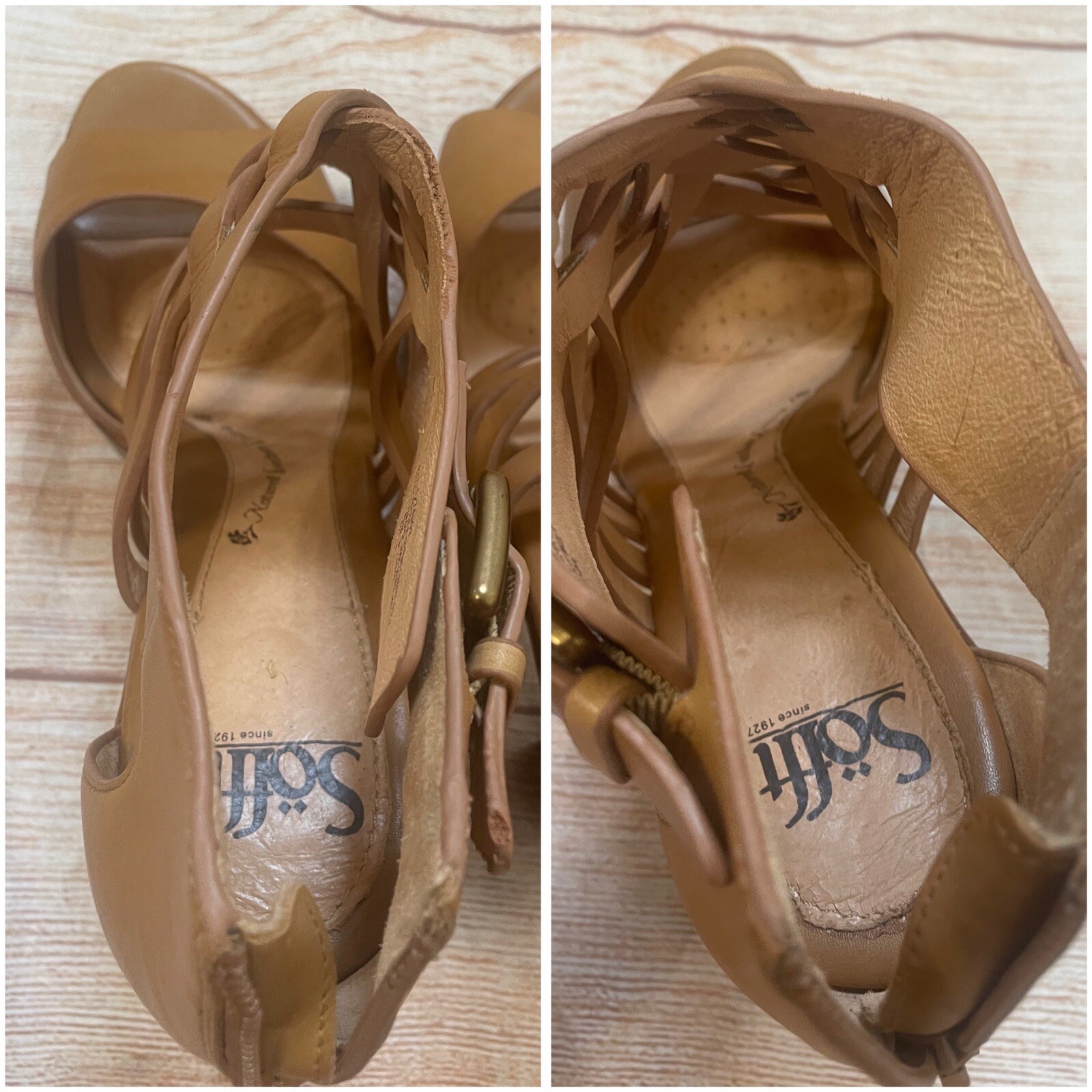 Sofft Ohanna Tan Vowen Leather Heel Sandals size 11W
