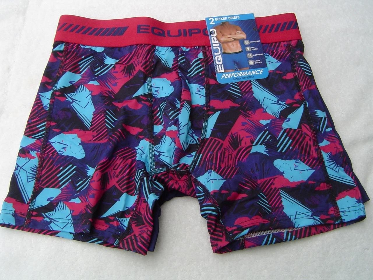 NEW MENS 2 PACK EQUIPO BOXER BRIEFS NAVY/MULTI AND NAVY SIZE MEDIUM 32-34