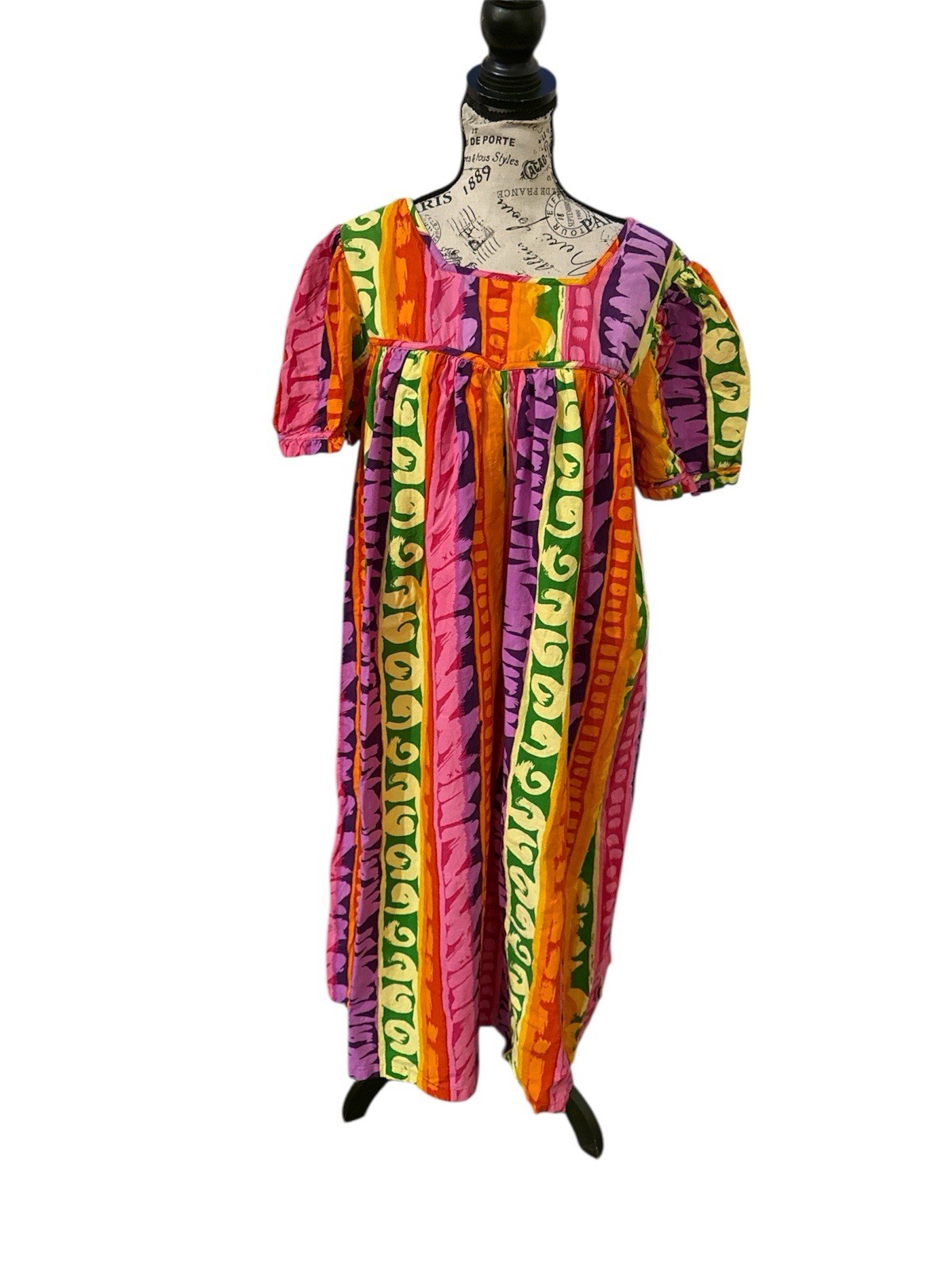 Phases Women’s L Colorful Bright Muumuu House Dress Multipattern Vintage