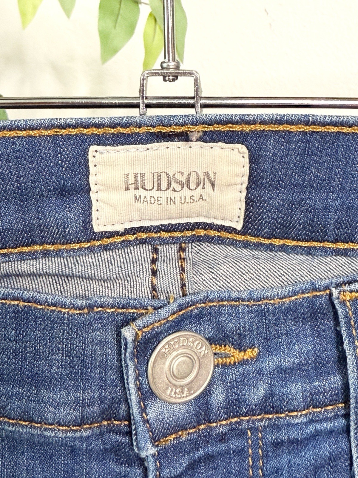Hudson Harkin Cropped Skinny Jeans Medium Wash Blue Denim Cotton Size 23