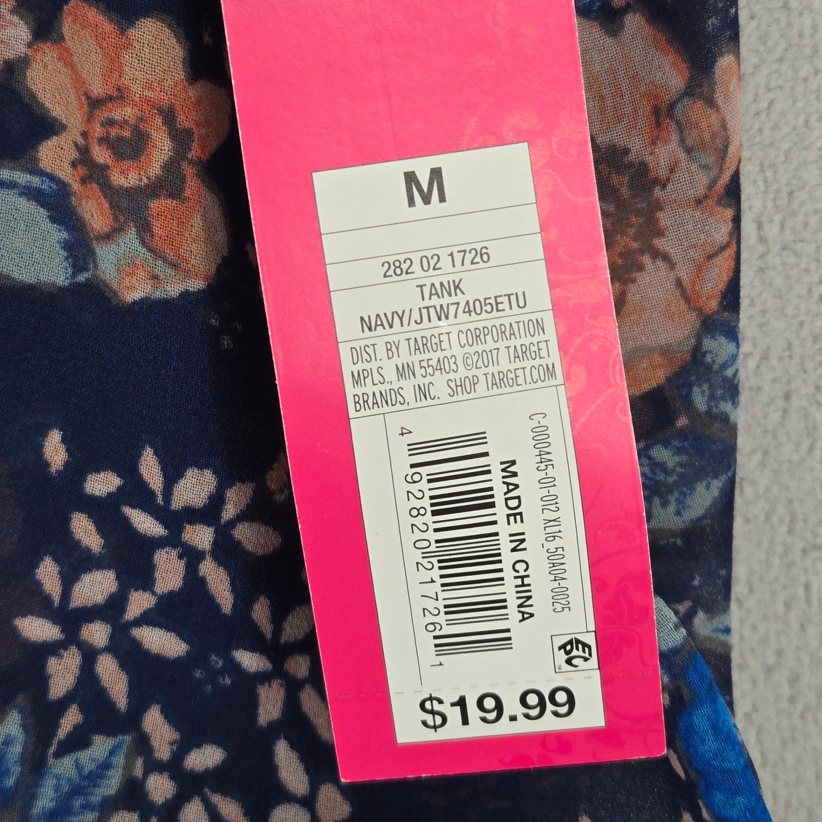 Xhilaration NWT Medium Floral Peplum Tank Top Womens Boho Navy Blue Sleeveless