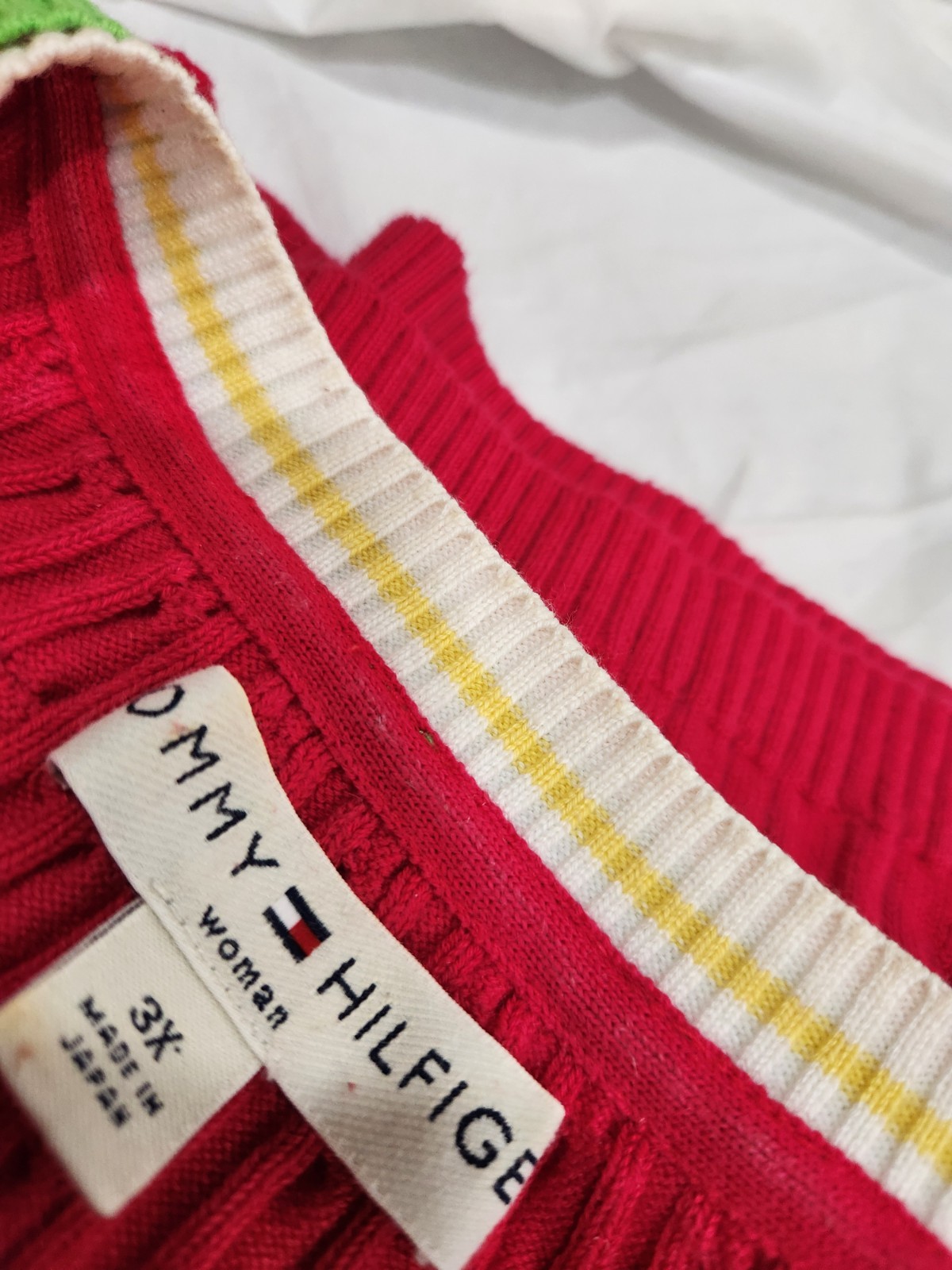 Tommy Hilfiger Women 3X S-Sleeve cable-knit sweater Fuchsia Pink V-Neck Logo