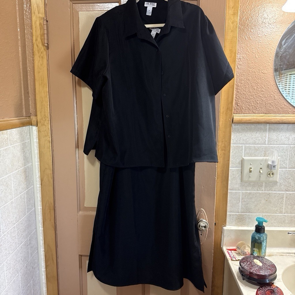Lane Bryant Black 2-Piece Outfit Set Dress & Collared Button Blouse 1X