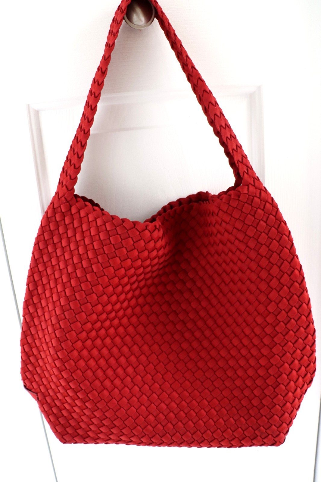 NAGHEDI Nomad Hobo Handwoven Tote + Zippered Pouch Rosso Color New + Tag