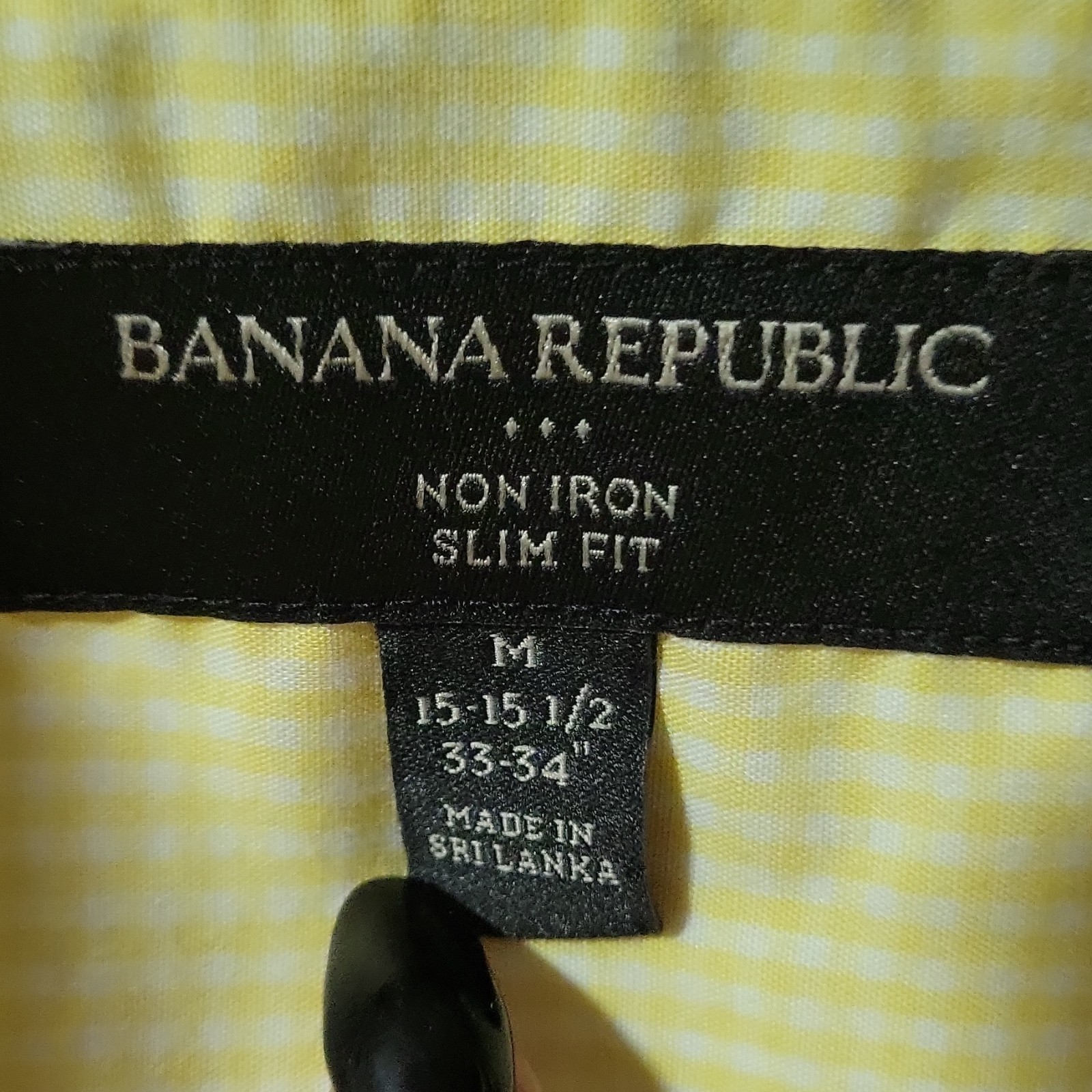 Banana Republic Non-Iron Slim Fit Yellow/White Check Dress Shirt M 15-15.5 33-34