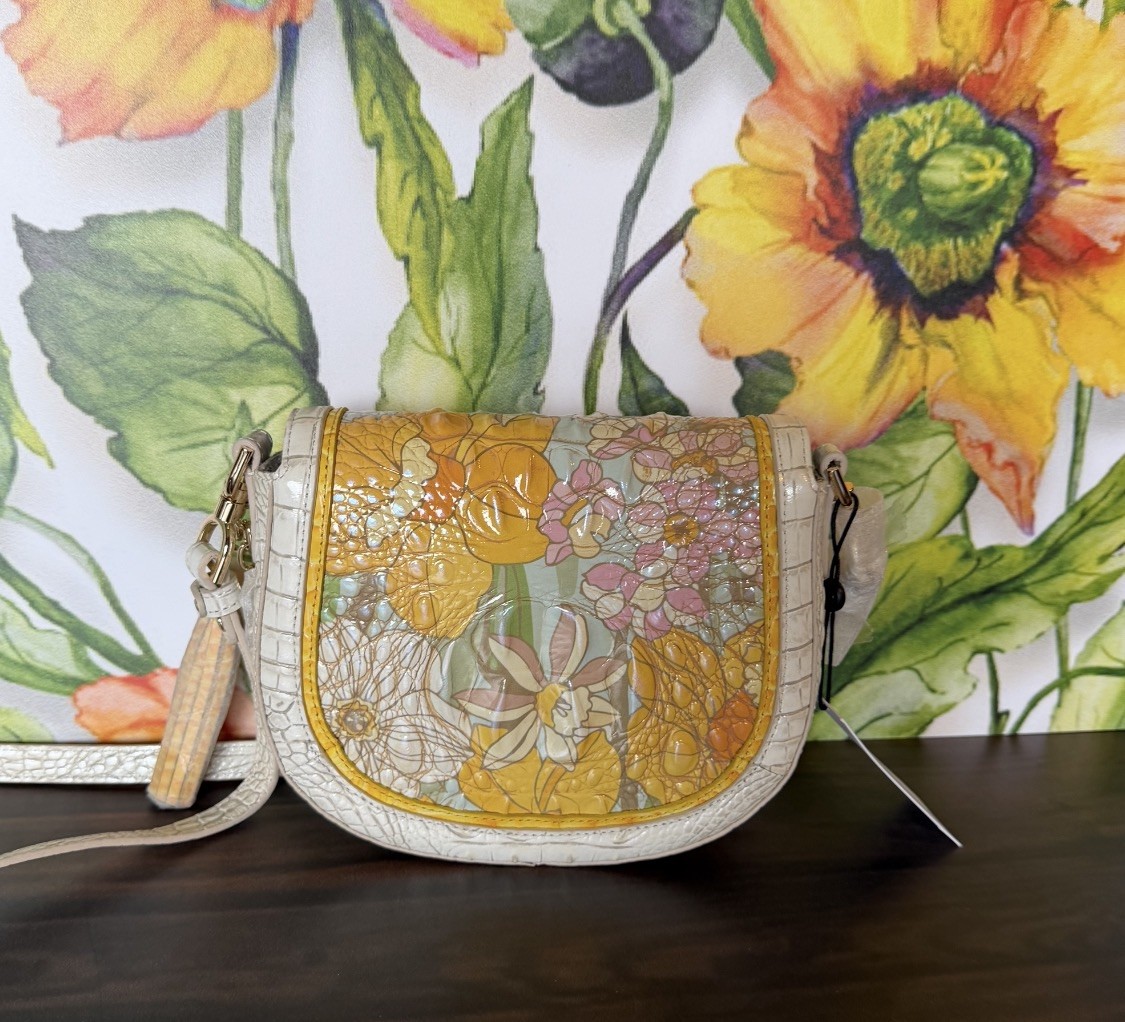 $325 BAG 🌼 NWT Brahmin Briar Daffodil Pimlico Leather Crossbody – Floral Beauty