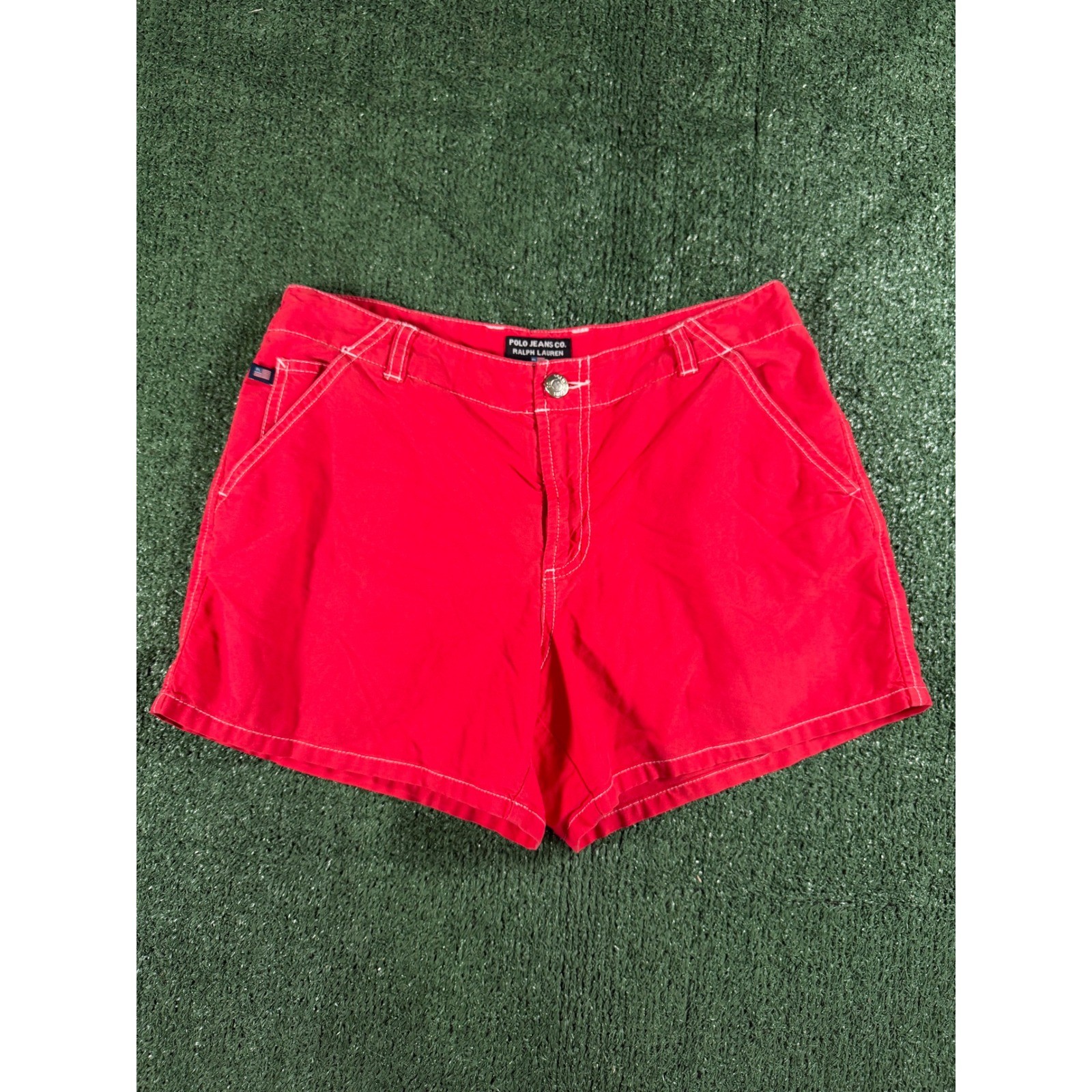 Polo Jeans Co Ralph Lauren Shorts Womens 4 Red Excellent Contrast Stitch Utility