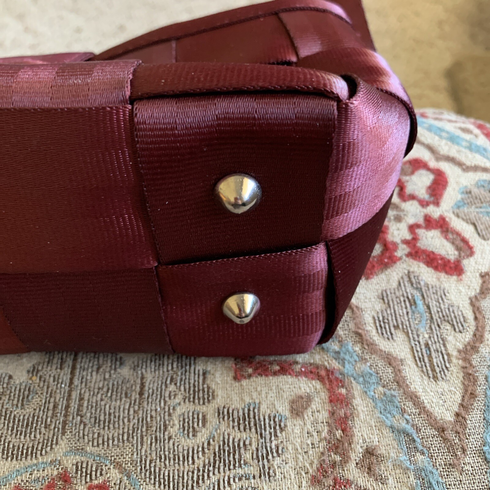 Harveys Original Seatbelt Bag Woven Satchel Bag Dark Raspberry USA