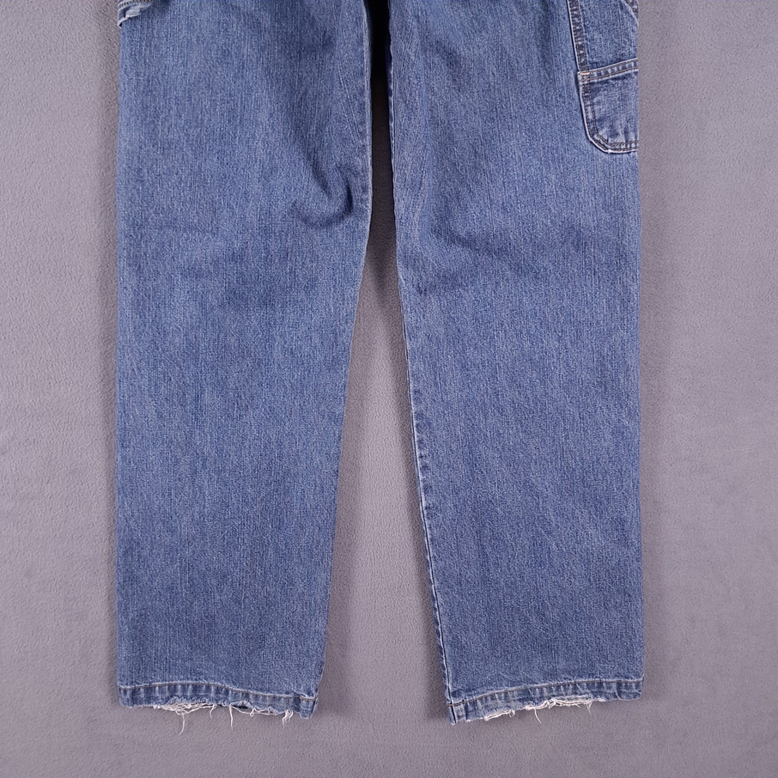 Signature Levis Jeans Mens 34 X 34 Blue Denim Carpenter Hammer Loop Workwear