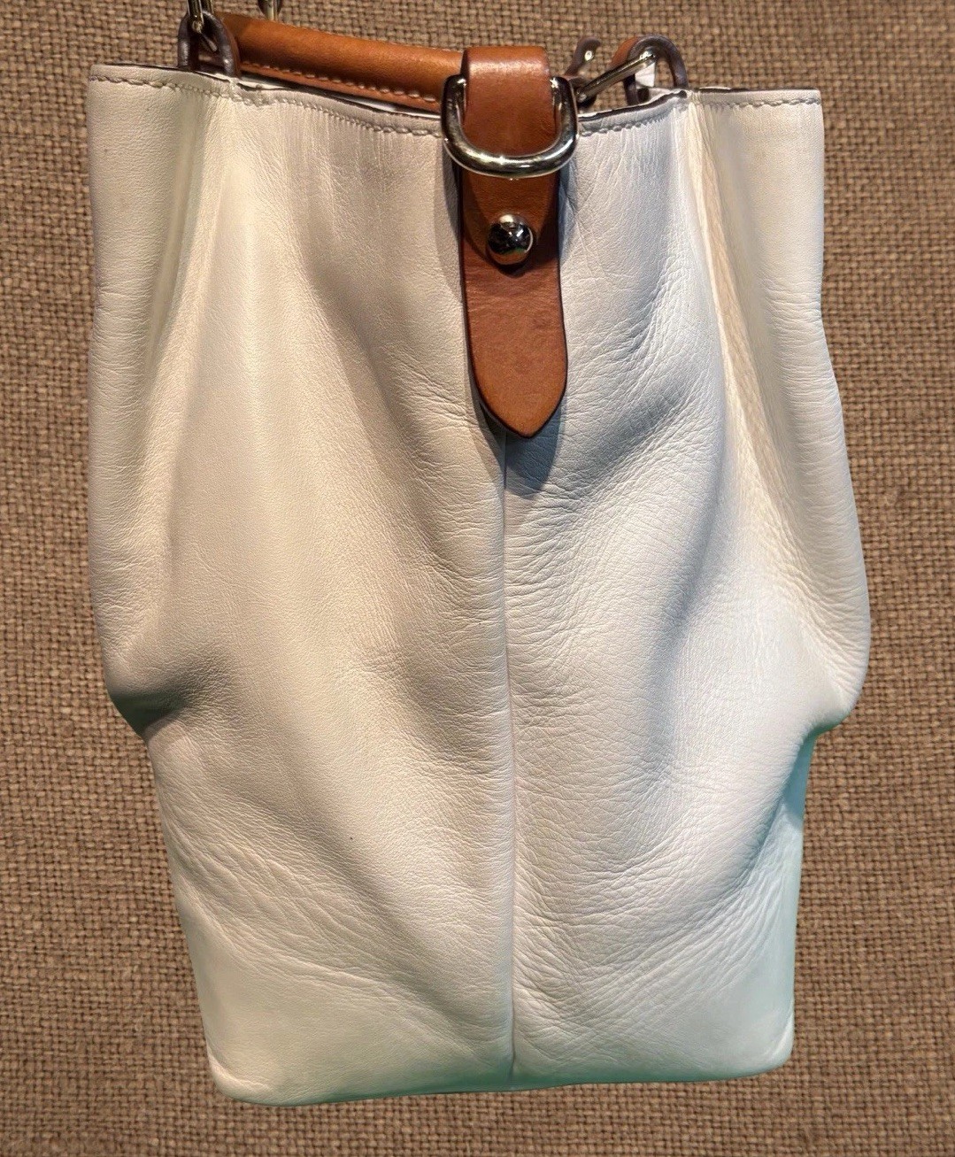 Dooney Bourke Bone Off-White City Barlow Smooth Leather Large Satchel Bag
