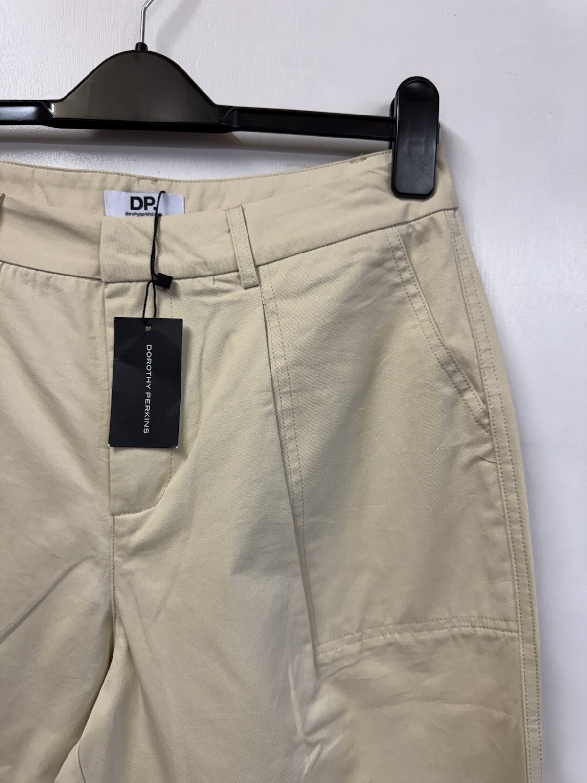 Dorothy Perkins Beige Crop Barrel Leg Chino Trousers Size 12 P BNWT