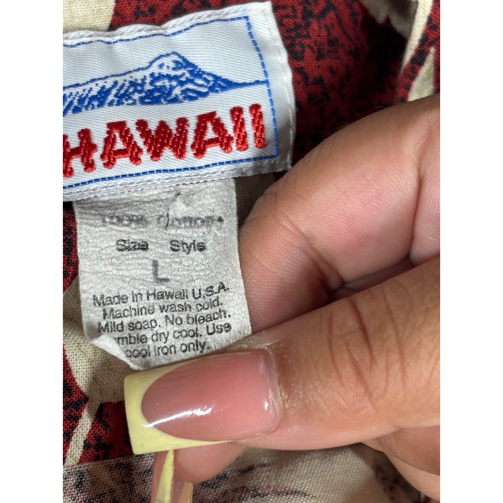 Hawaii Mens Vintage Tropical Hibiscus Pineapple Aloha Shirt Red Cotton Large