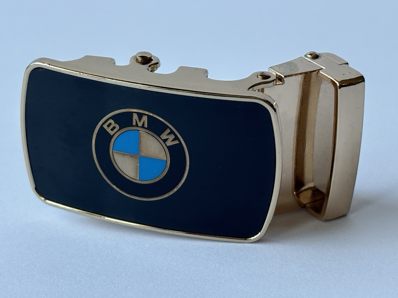 Vintage BMW Gold Belt Buckle w/ BMW Roundel Emblem 3.25 Inches GREAT CONDITION
