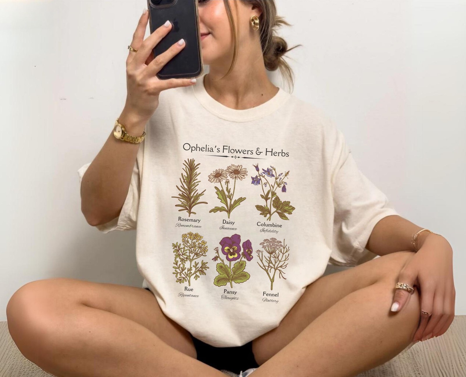 Ophelia 39 s Flower Chart Shakespeare Hamlet Herbology Shirt Floral Tee Bookish