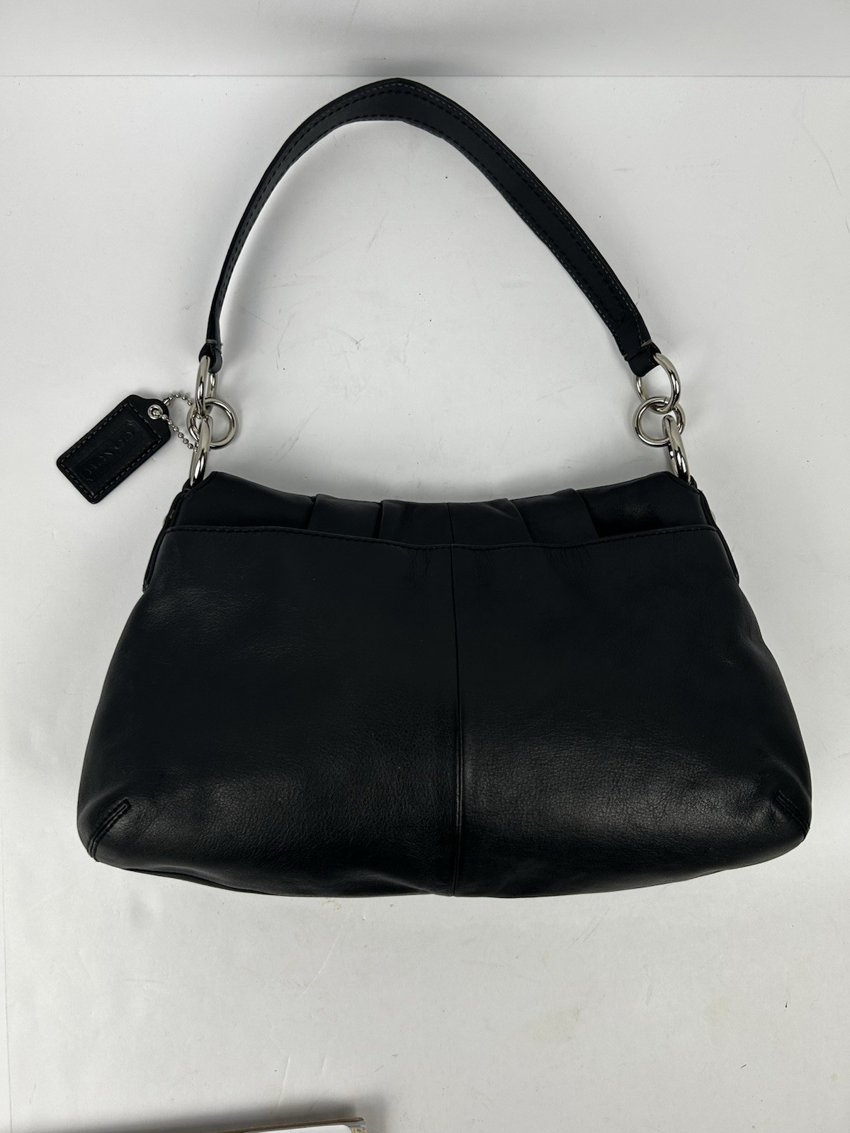 Coach Vintage Black Pleated Soho Y2K Soft Leather w/Buckle Shoulder Bag Flap