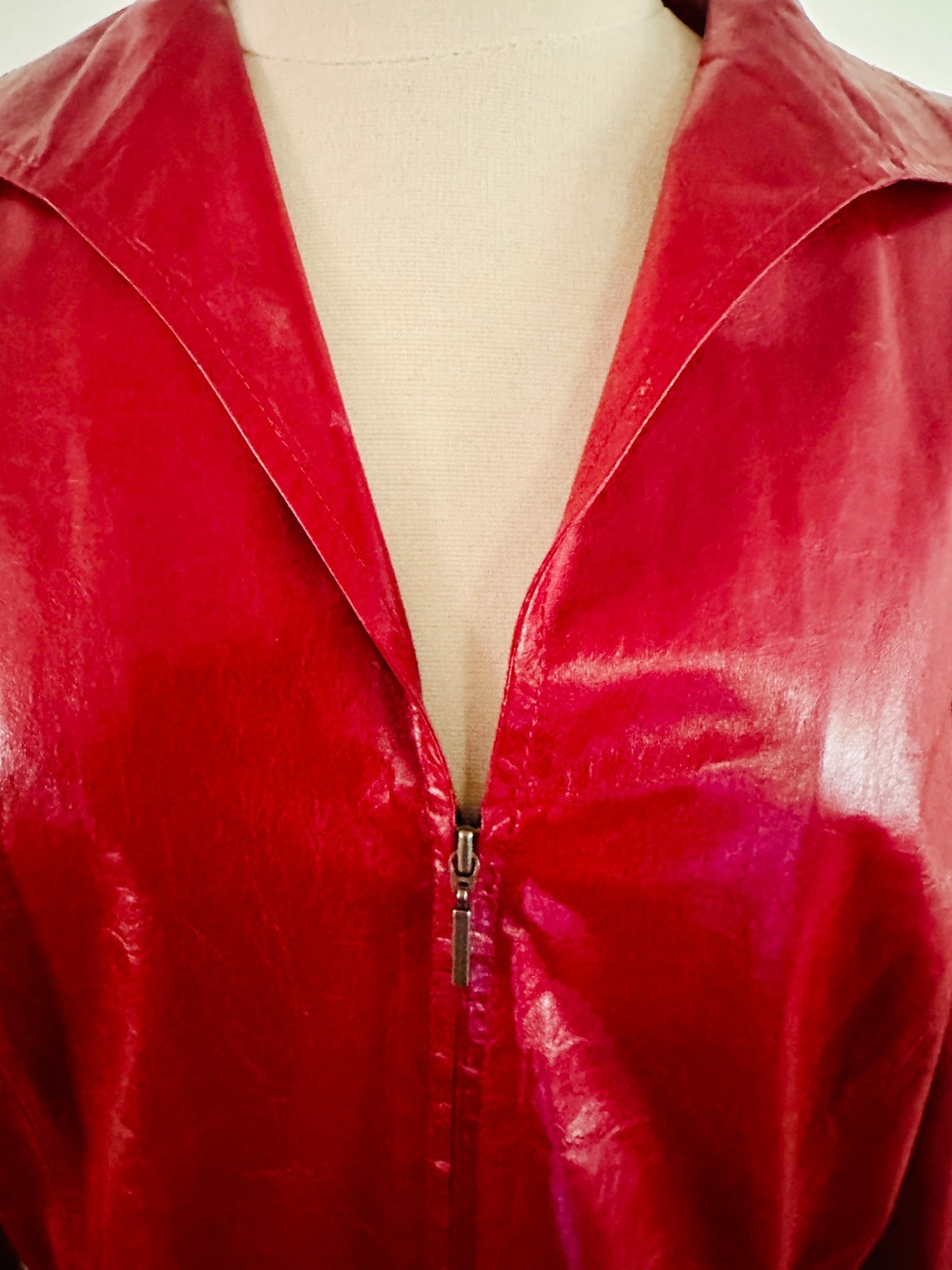 Lafayette 148 NY Burgundy Stylish Lambskin Collared Leather Jacket Zip 8