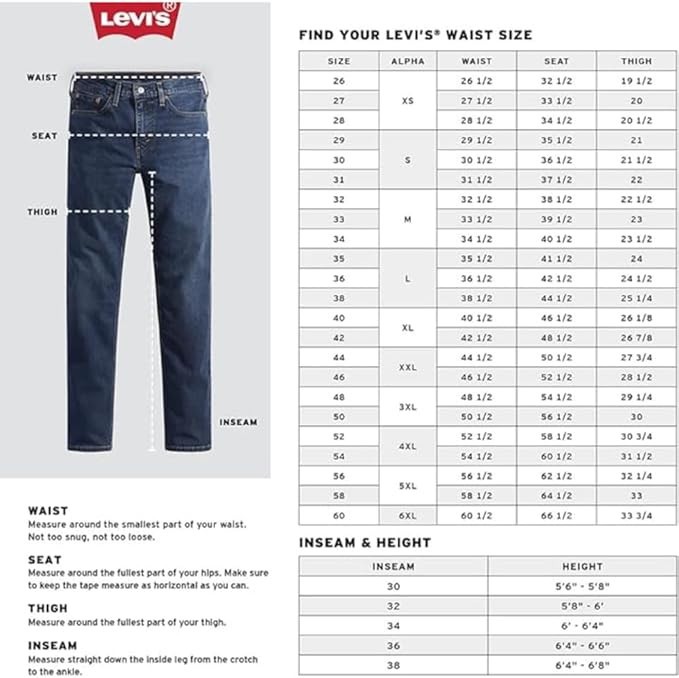 Levi Men’s 505 Regular Fit Jeans, Dark Stonewash, 33W X 30L NEW SEALED !