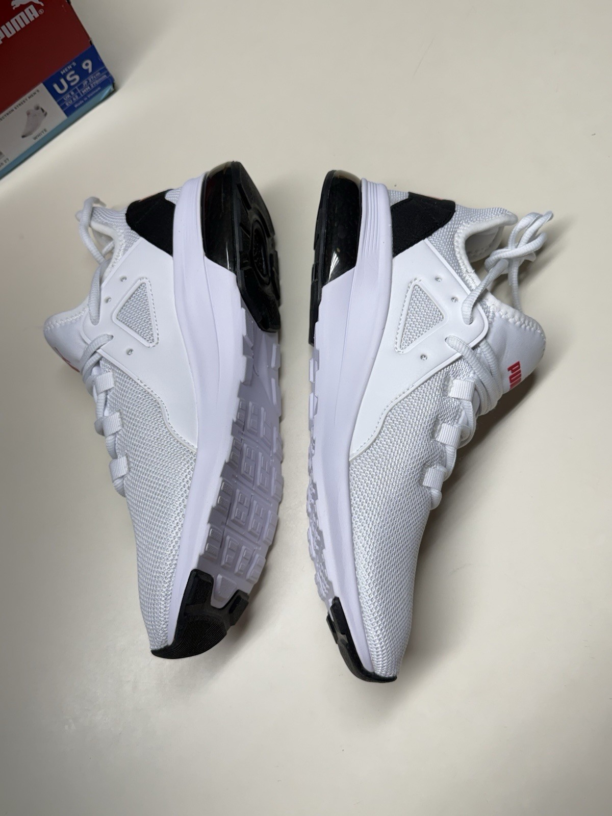 PUMA Electron Street Men’s Lace-Up Mesh Sneakers White/Black/Red 387760-27