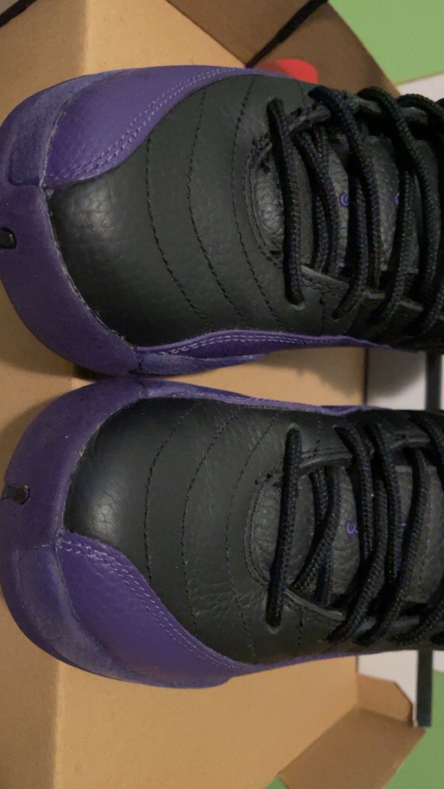 Jordan 12 Boys High Top Sneakers Black Purple Gold 5Y And Air Force 1 5Y