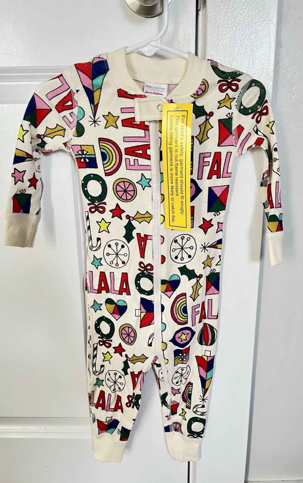 HANNA ANDERSSON FALALA CHRISTMAS PAJAMAS BABY 12-18 MO NEW SLEEPER 75 CM HOLIDAY