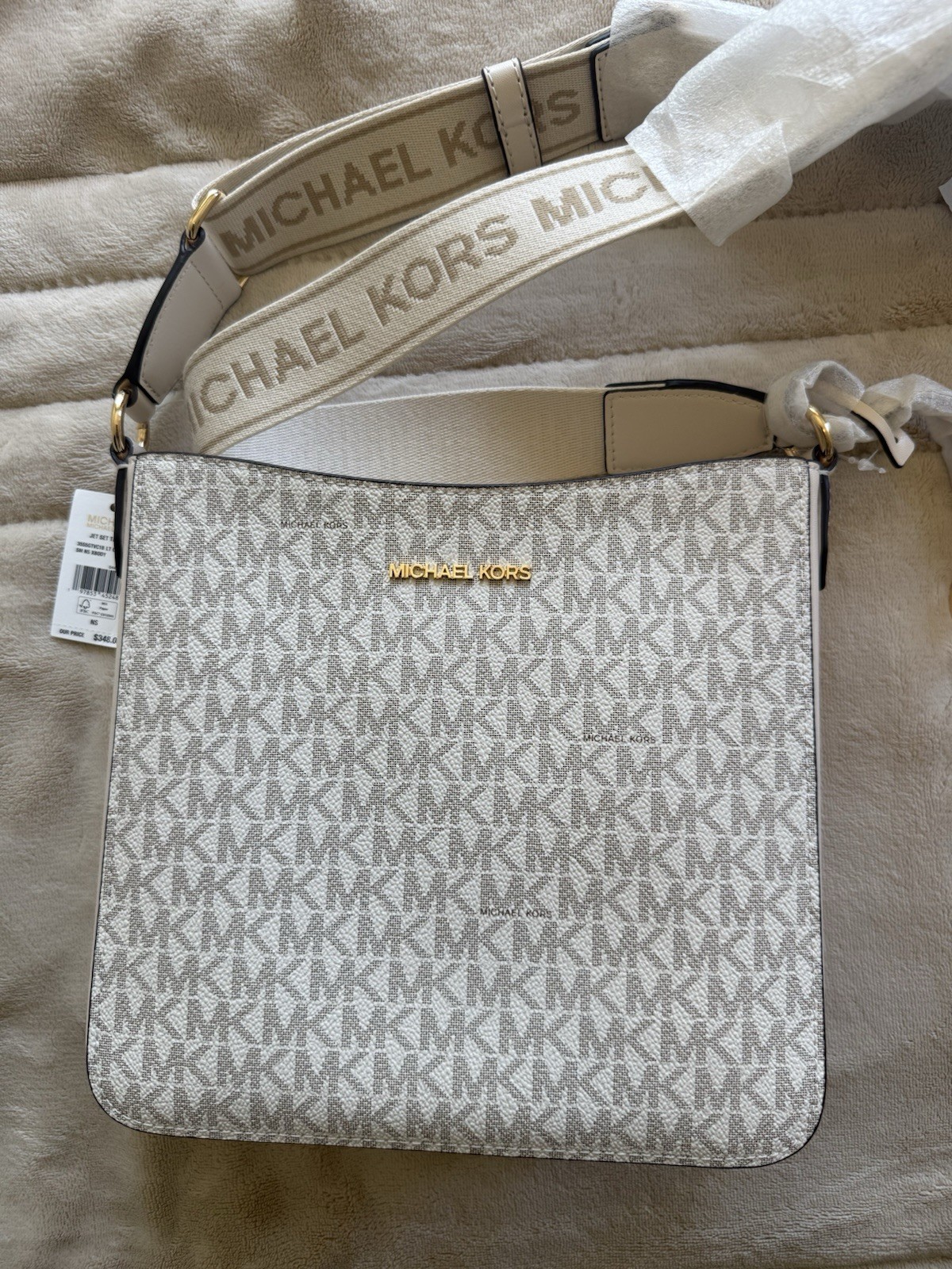 Michael Kors Jet Set Travel Small Signature Logo Travel Bag – Cream