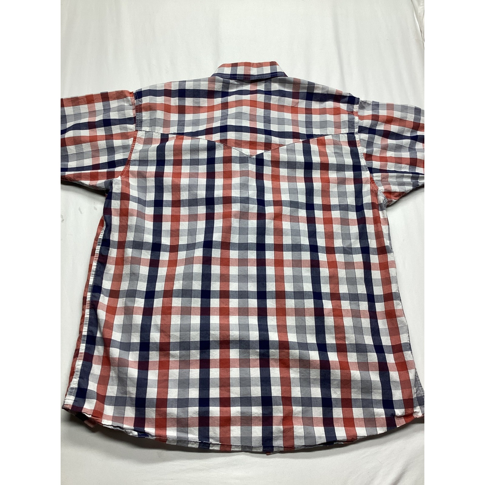 Resistol Ranch Mens XL Red White Blue Plaid Western Short Sleeve Button Shirt
