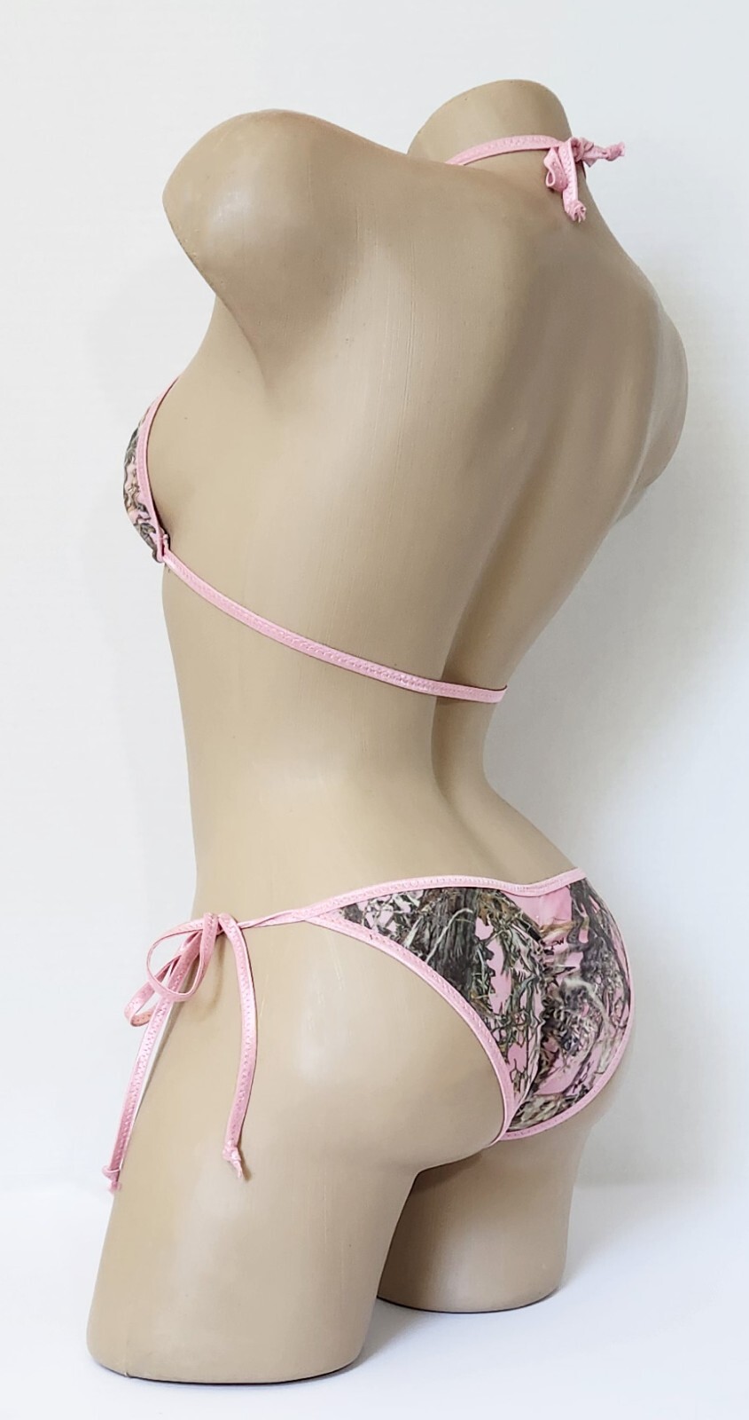 Pink Camo Bikini w/Pink – Front Tie Top! Scrunched or Not – Custom Made – XS – L
