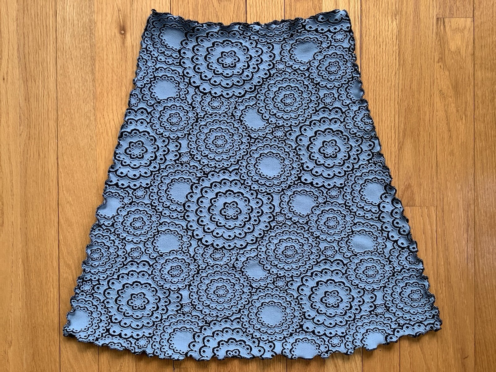 Haystacks Skirt Artisan Made USA Floral A-Line Jacquard Stretch Lettuce Edge XS
