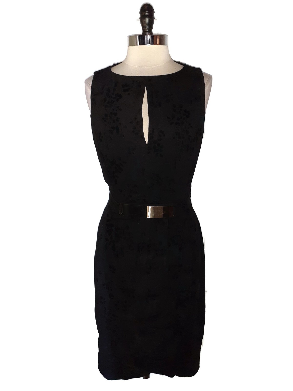 CITY CHIC Plus Size 14W Sheath Dress Black Flocked Velvet Floral Sleeveless