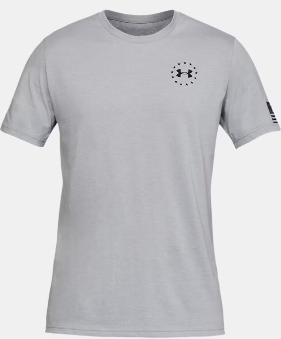 Under Armour NEW MENS MEDIUM UA Freedom Flag T-Shirt GRAY BLACK UA# 1333350-035