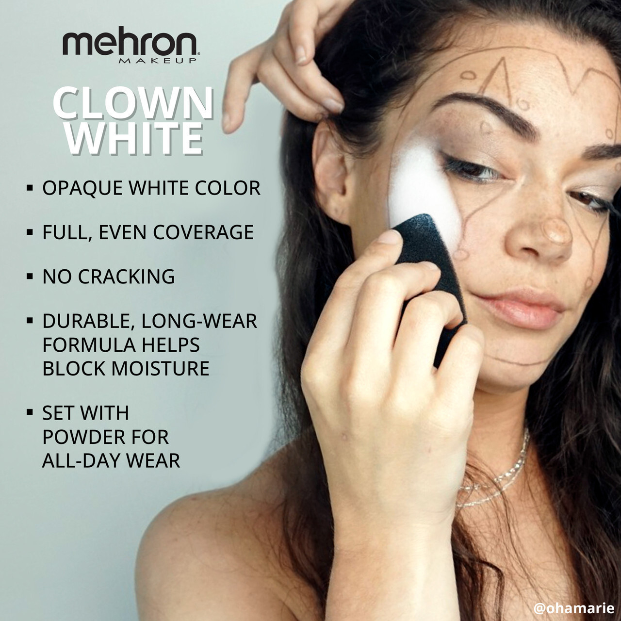 2.25 oz Clown White theatrical circus face paint mime Mehron TV makeup stage pro