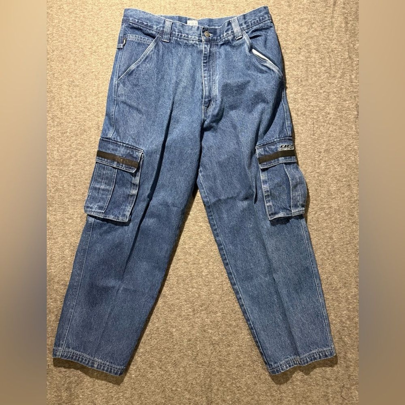 First Down Vtg Cargo Jeans mens 38×32 blue heavy utility baggy Y2K hiphop wide