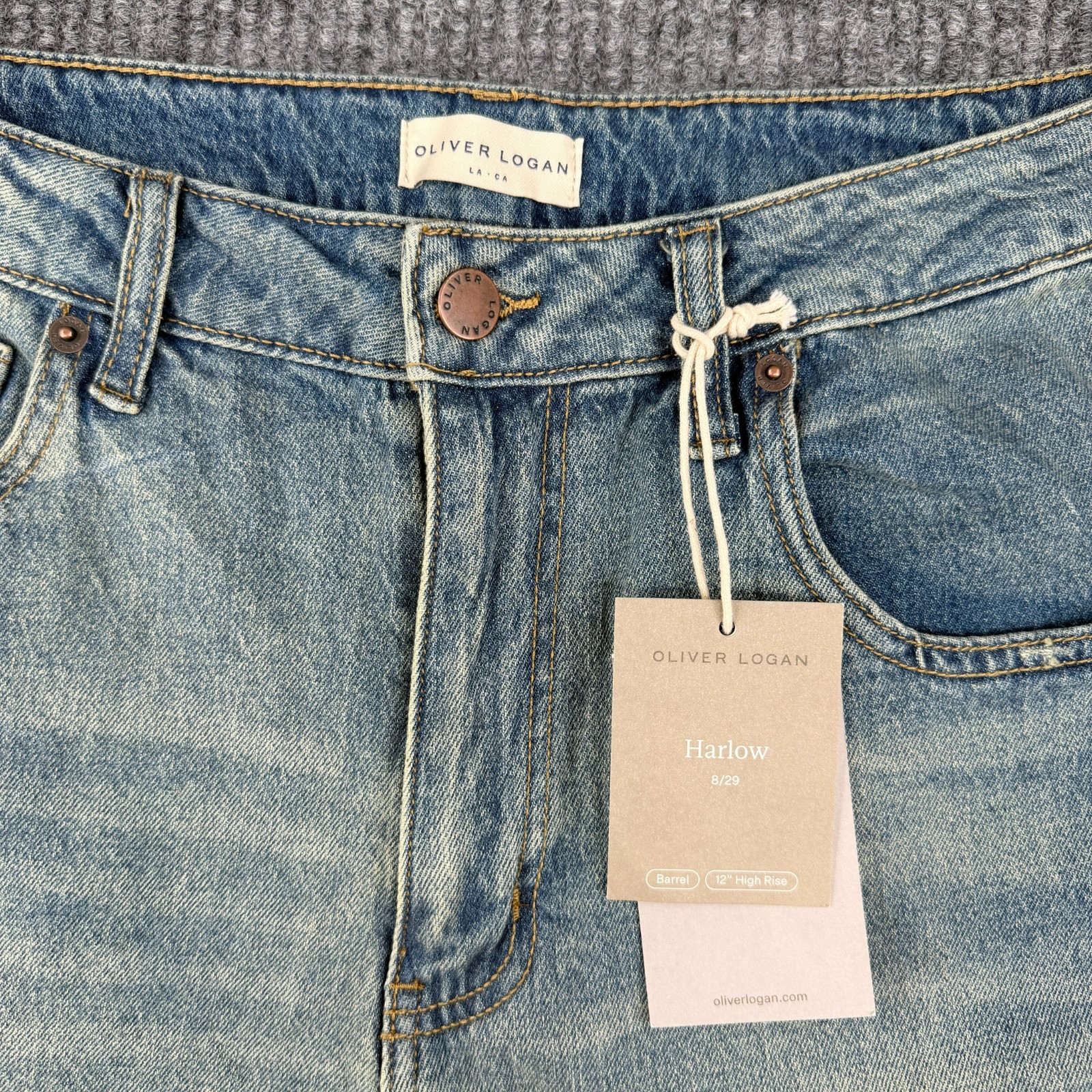 New Oliver Logan Women’s Barrel Leg Denim Jeans Indigo High Rise Harlow 8/29