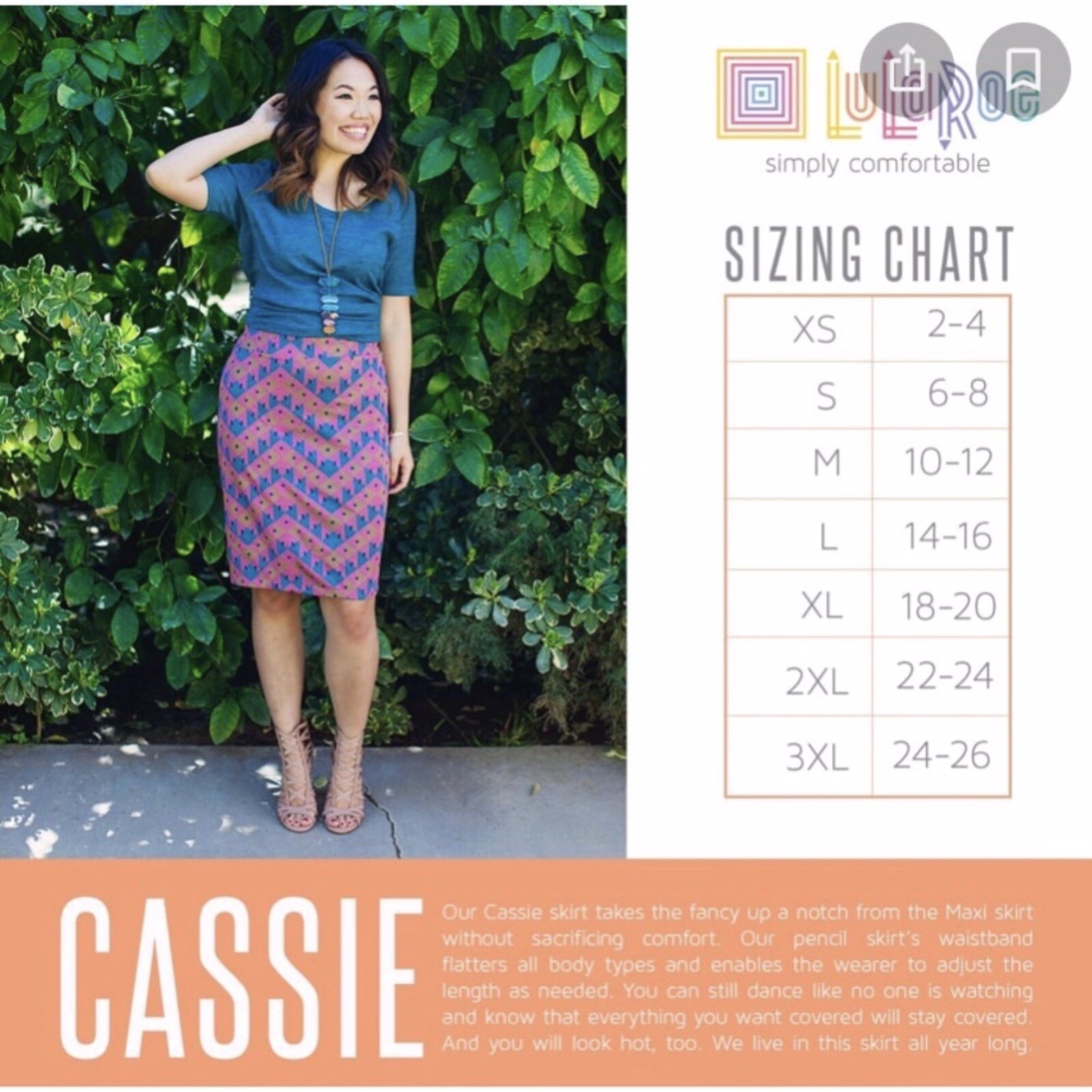 LuLaRoe Cassie Pencil Skirt 2XL NWT Red Black Green Pull-On Stretch