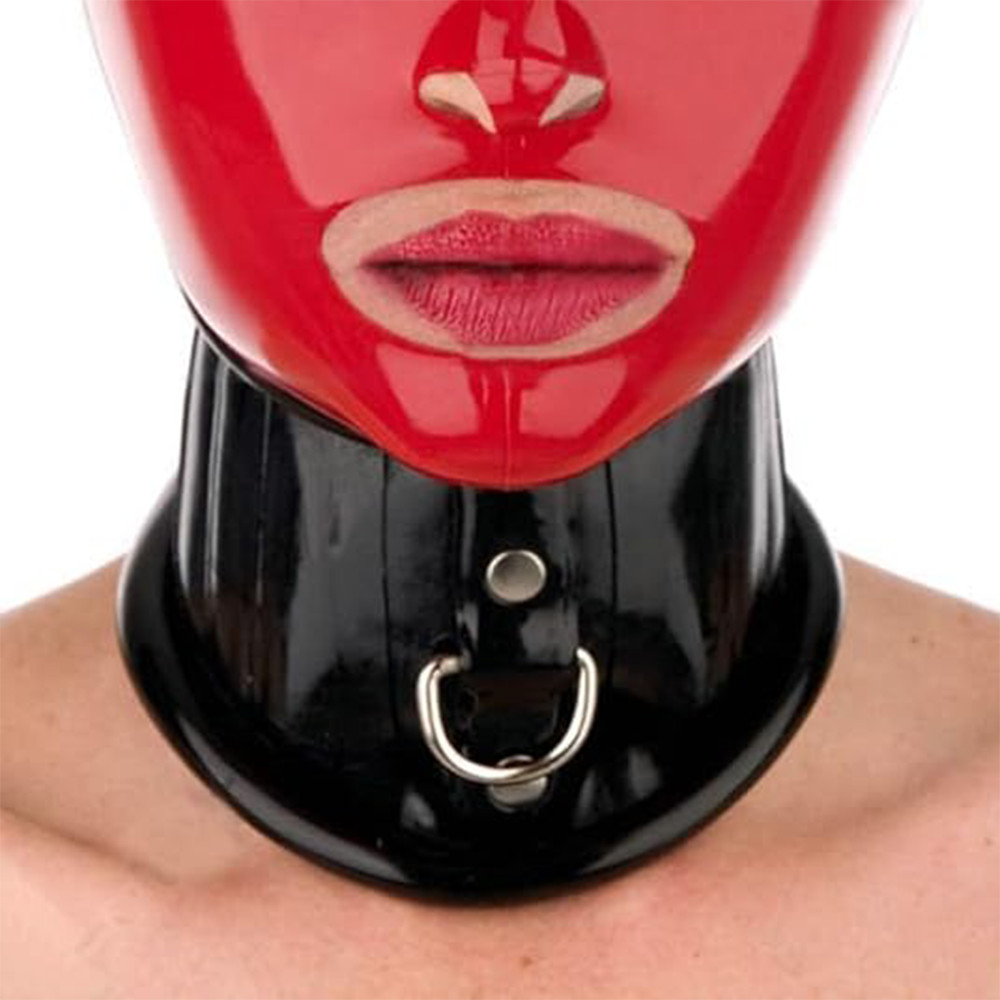 Latex Choker Collars Rubber Neck Corset Roll Edge with Lacing Behind Costum made